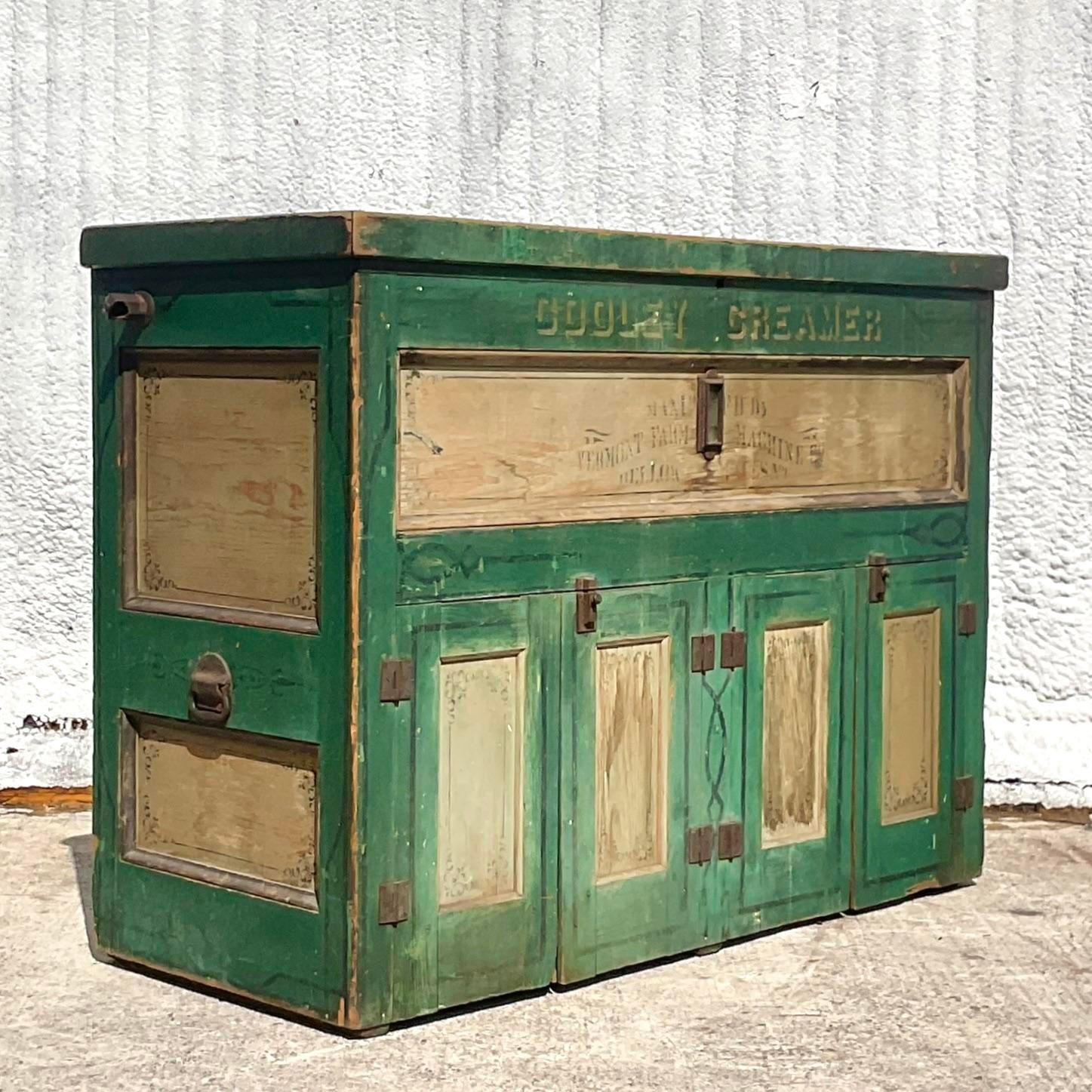 Early 20th Century Rustic A.H. Reid Creamery Cabinet For Sale 5