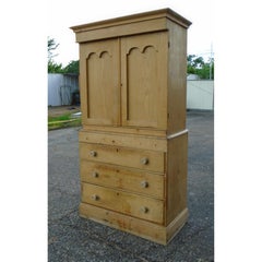 Early 20th Century Rustic Antique Pine Cupboard Cabinet