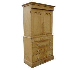 Early 20th Century Rustic Antique Pine Cupboard Cabinet