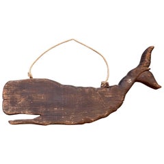 Early 20th Century Rustic Carved Wooden Whale