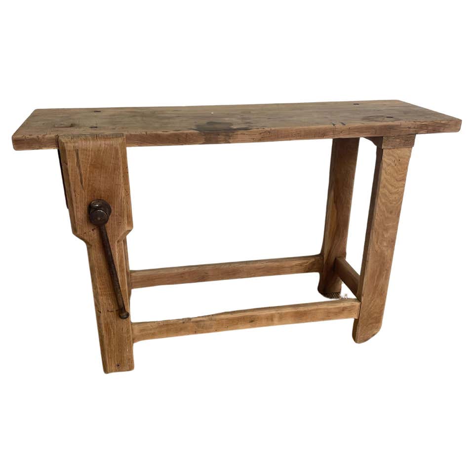Early 20th Century Primitive Oak Console Table For Sale at 1stDibs