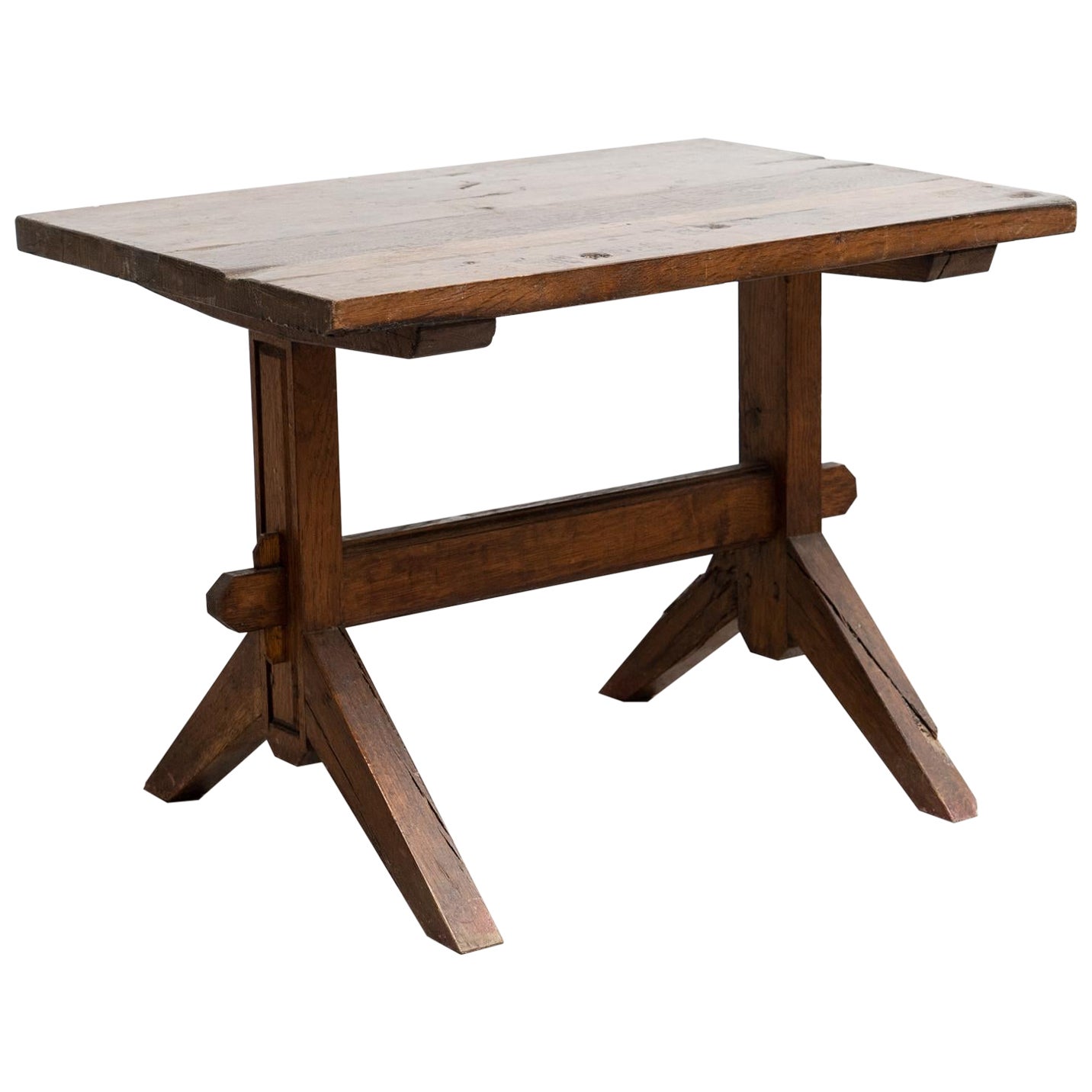 Early 20th Century Rustic French Side Table in Wood For Sale