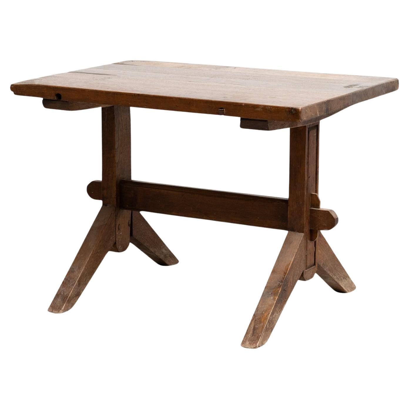 Early 20th Century Rustic French Side Table in Wood For Sale