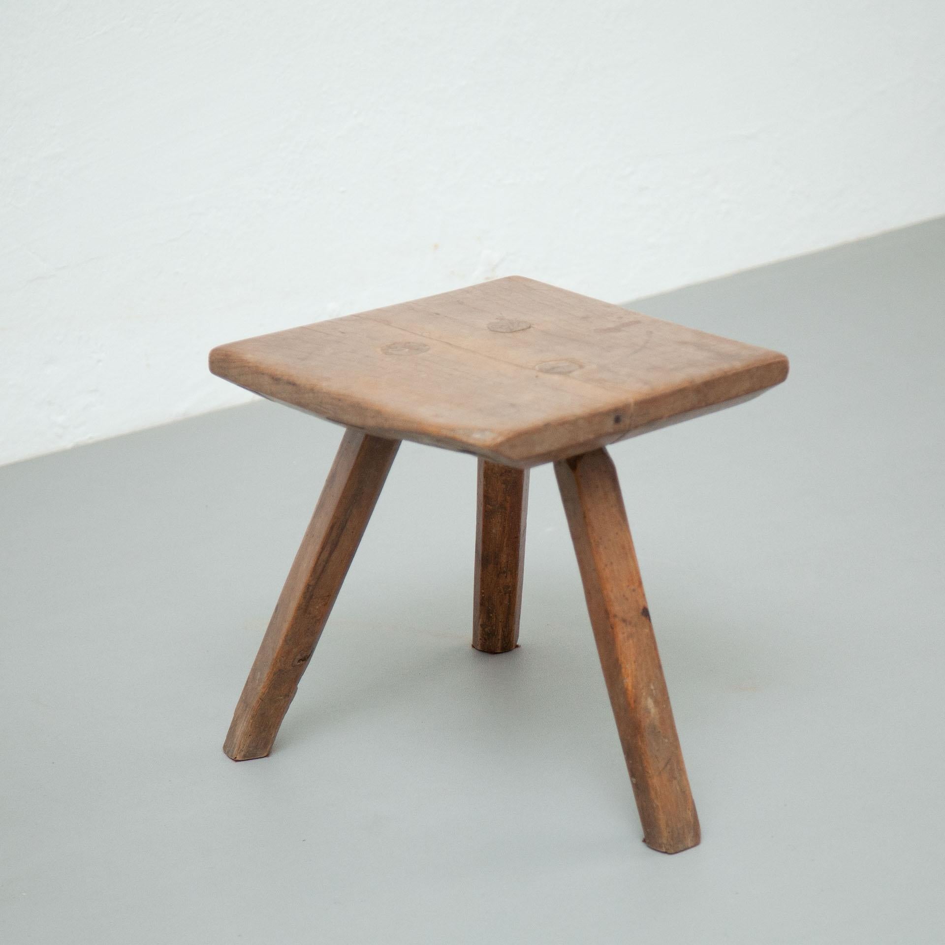 Early 20th Century Rustic French Stool in Wood 5