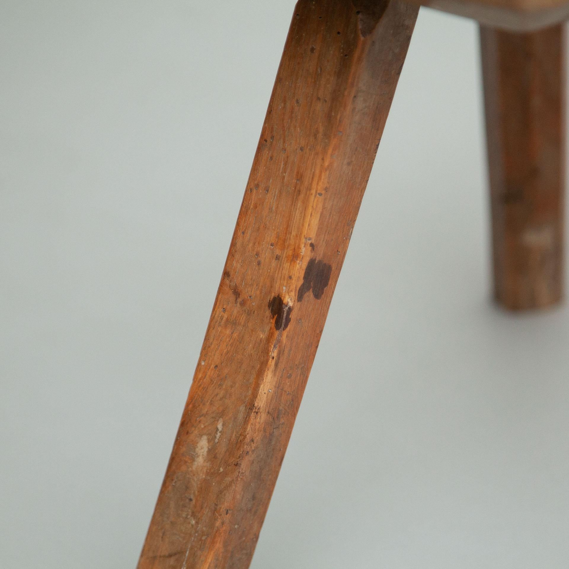 Early 20th Century Rustic French Stool in Wood 7