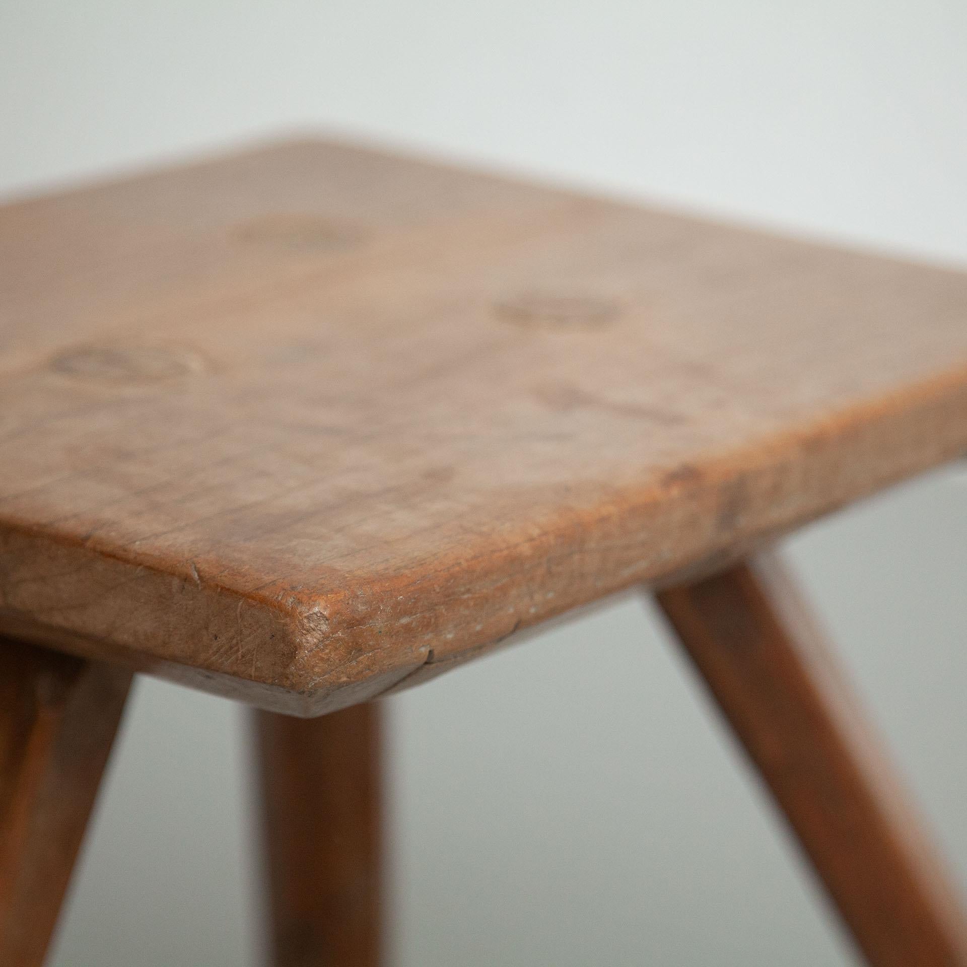 Early 20th Century Rustic French Stool in Wood 8