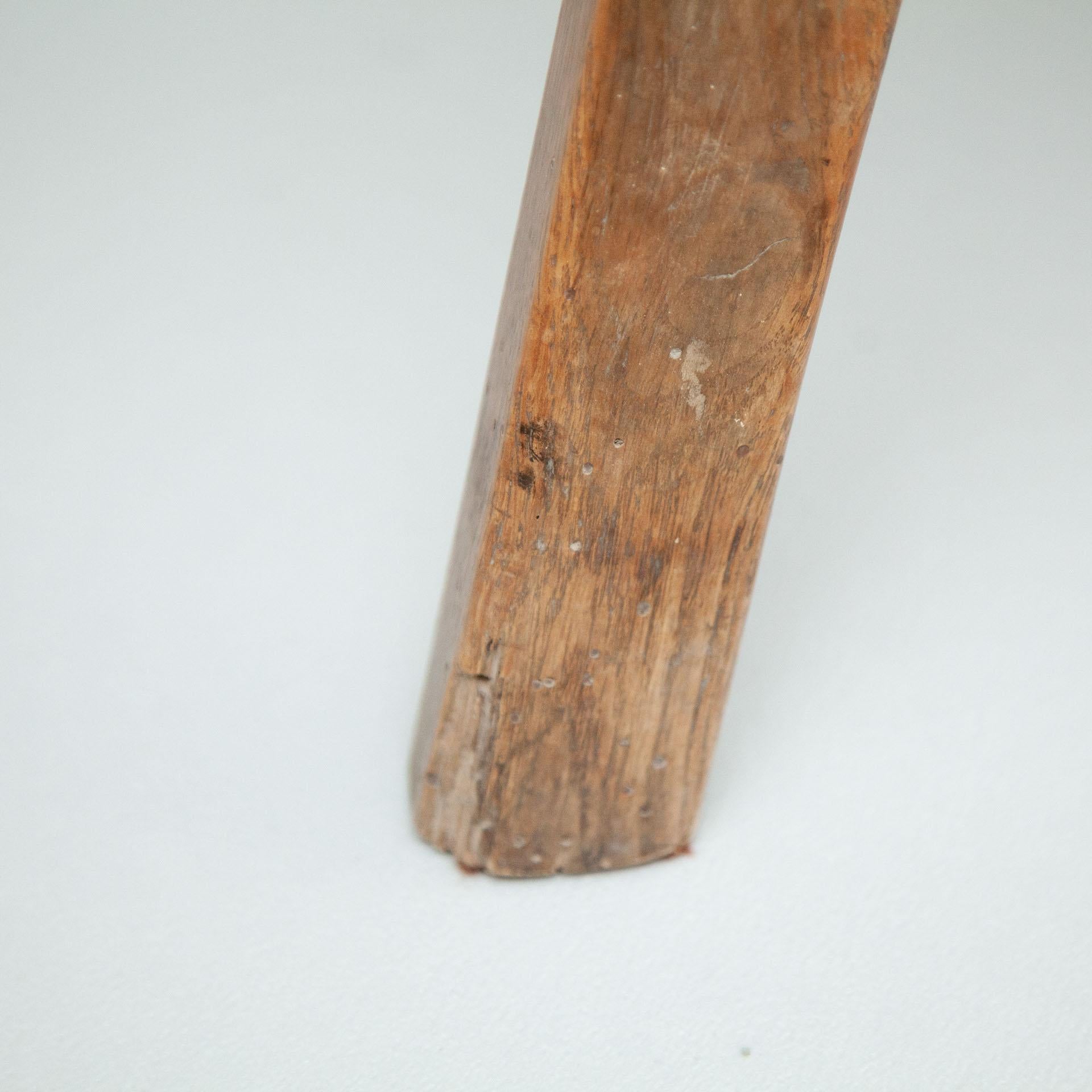 Early 20th Century Rustic French Stool in Wood 10