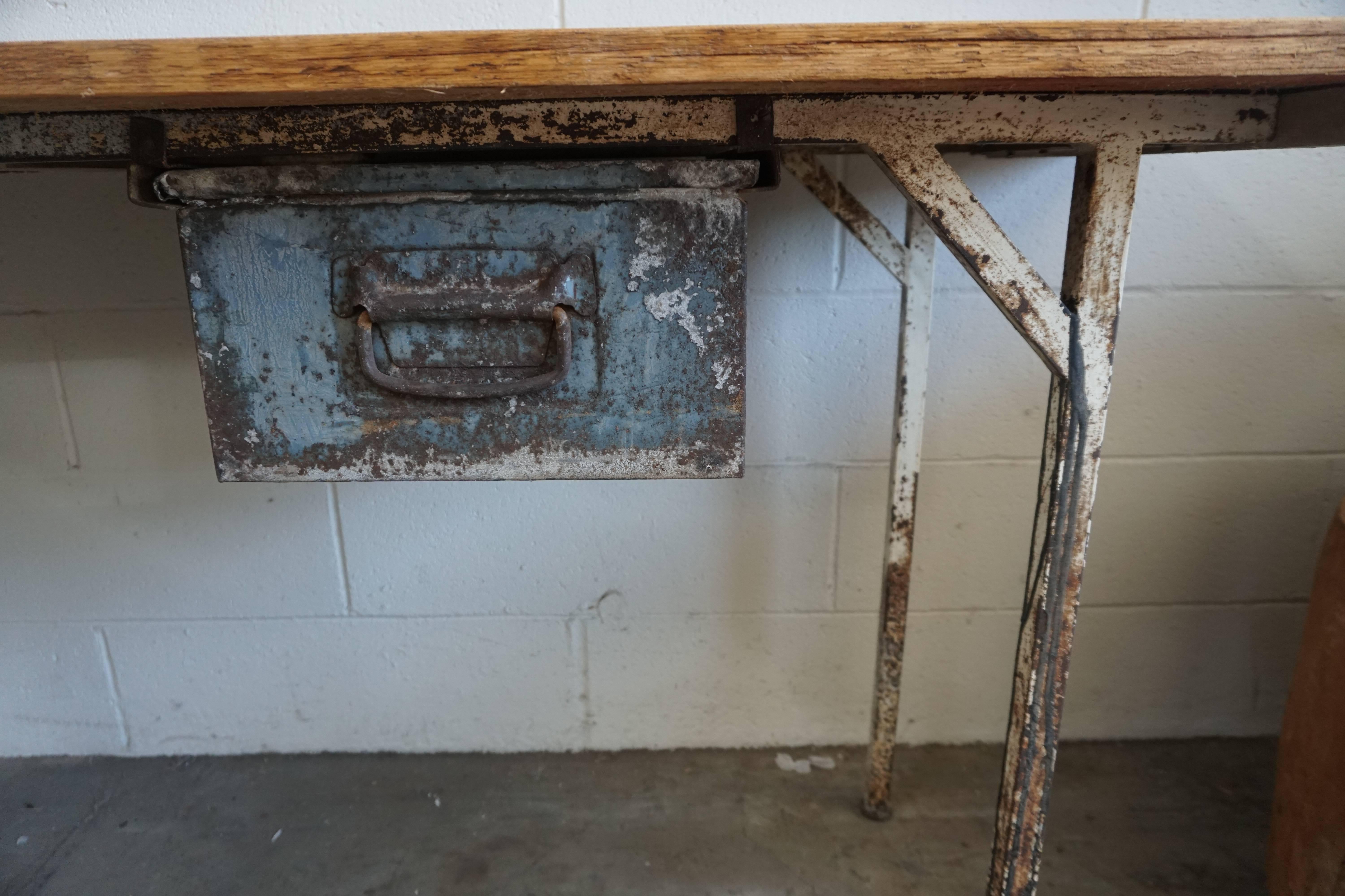 Industrial Early 20th Century Rustic French Work Desk