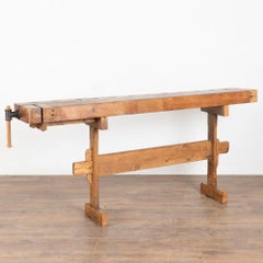 Early 20th Century Rustic Narrow Carpenter's Workbench Console Table