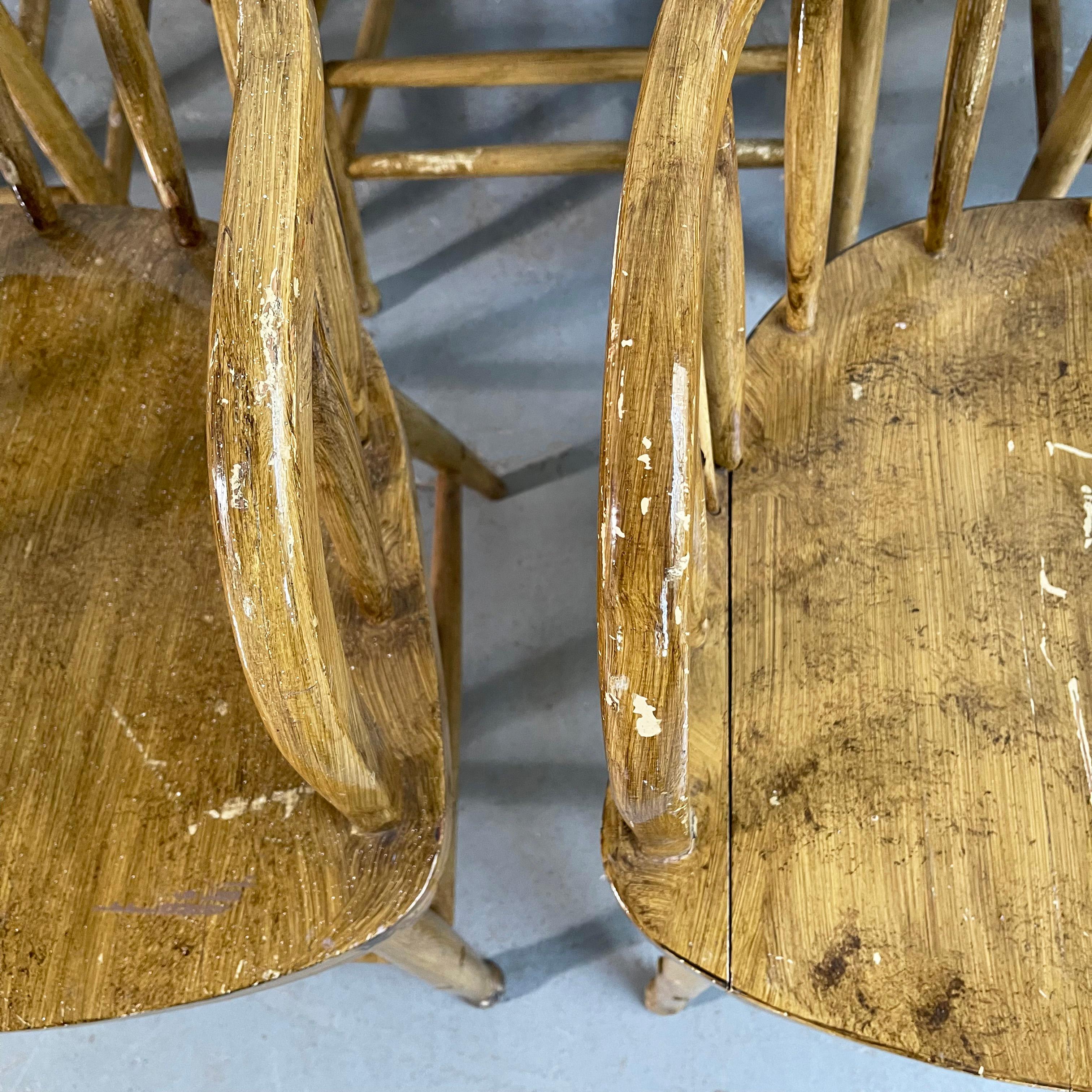 Early 20th Century, Rustic Oak Firehouse Dining Chairs 4