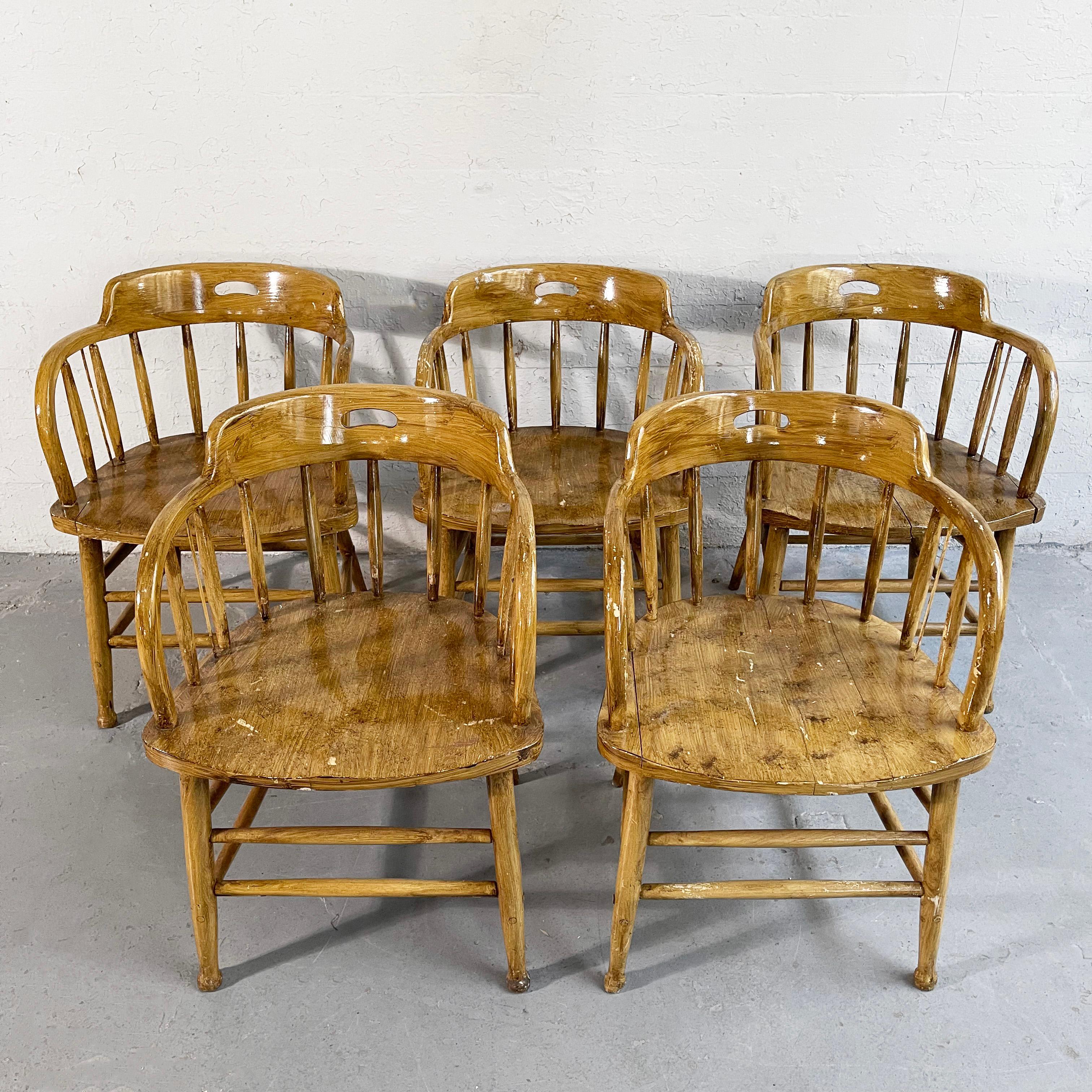 antique oak captains chair