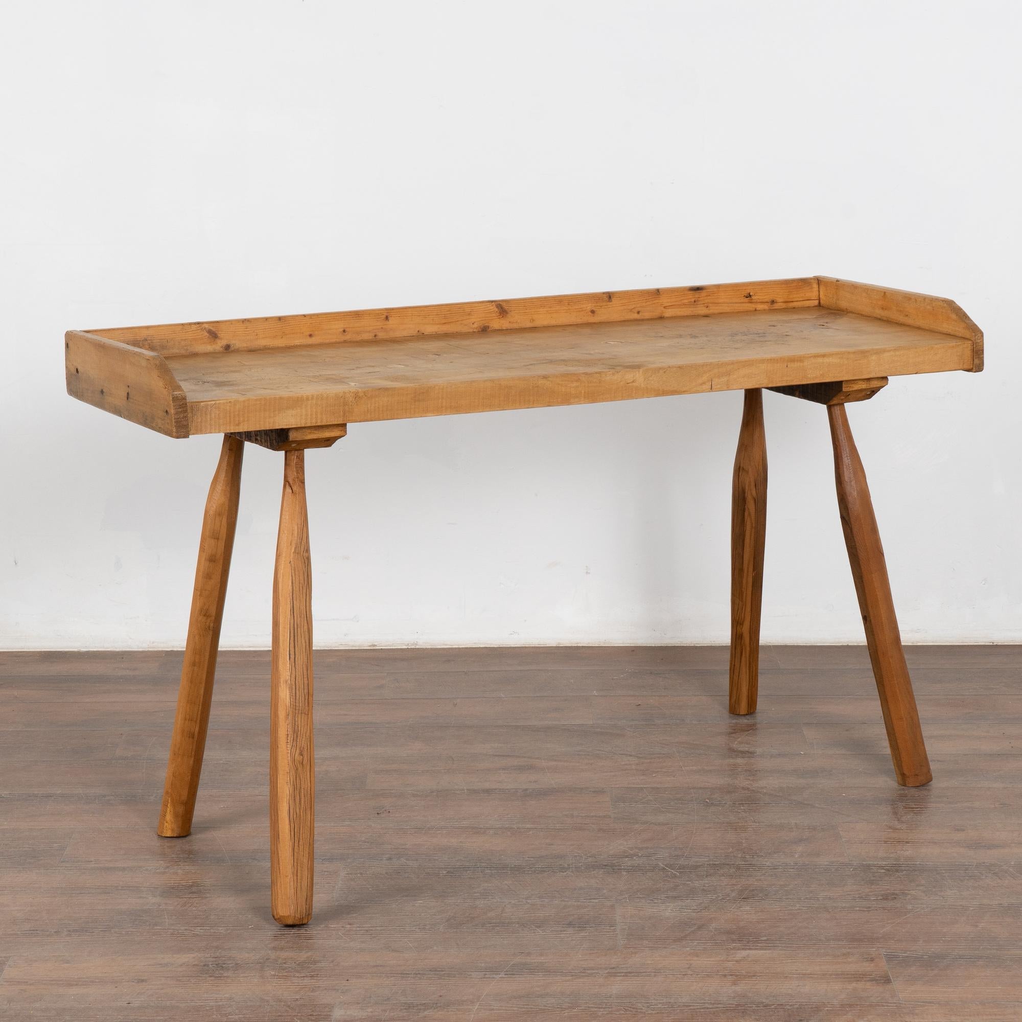 Hungarian Early 20th Century Rustic Peg Leg Console Table from Hungary For Sale
