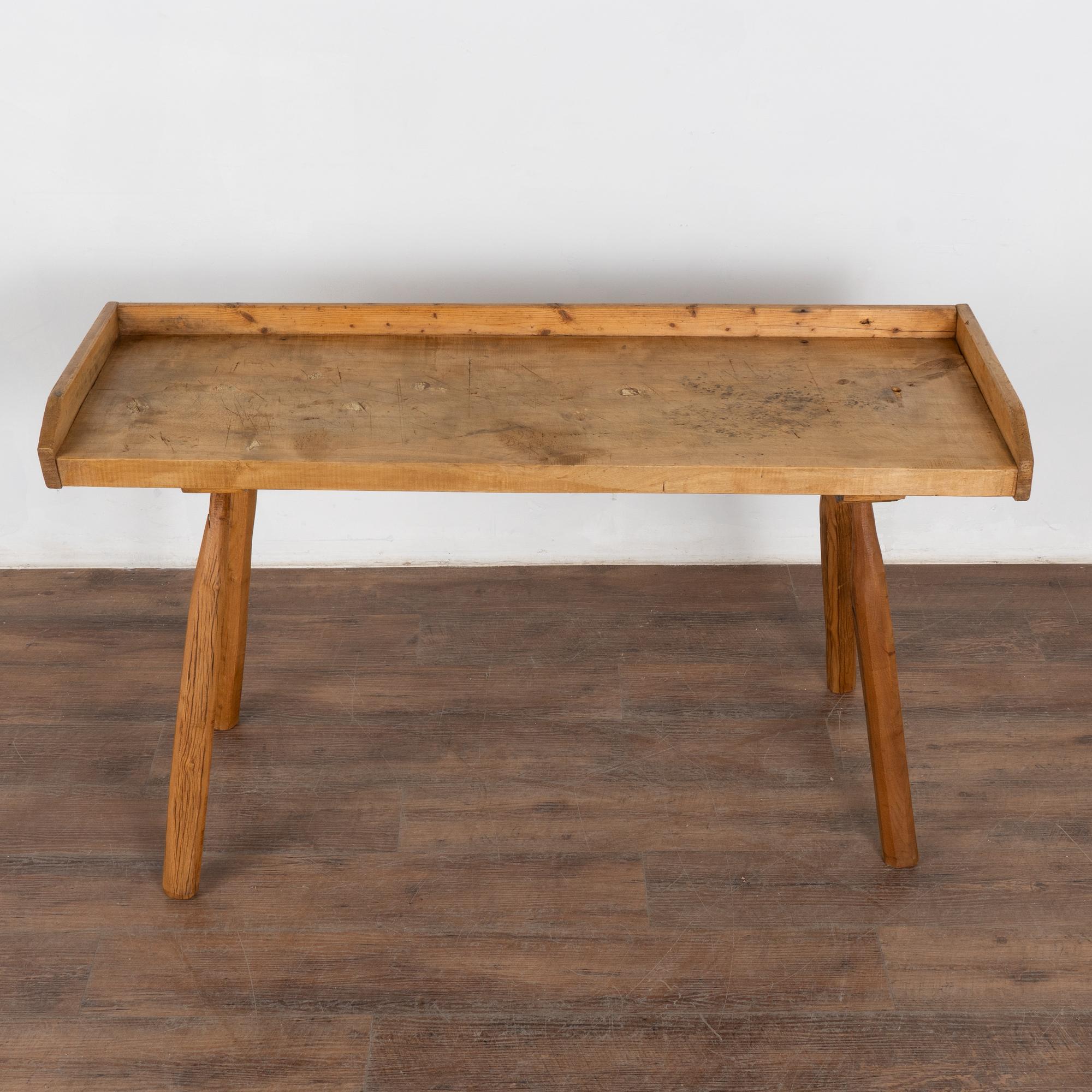Wood Early 20th Century Rustic Peg Leg Console Table from Hungary For Sale