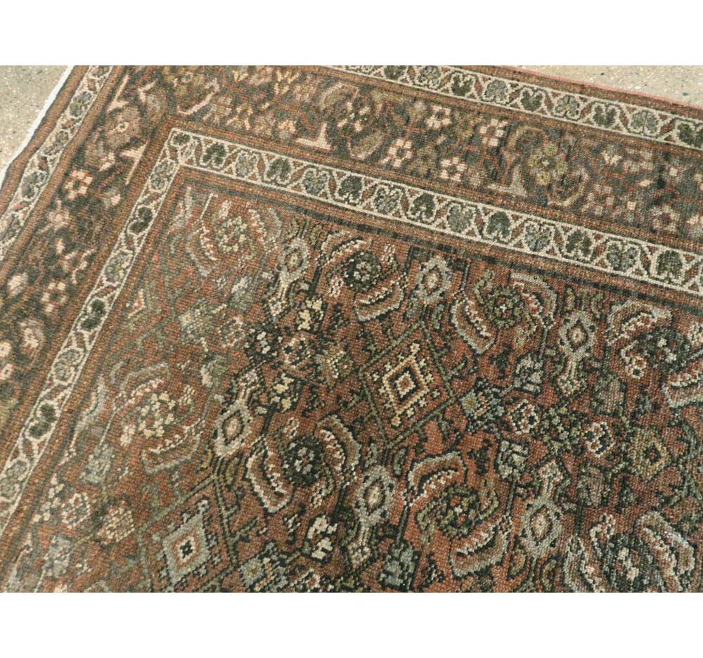 Early 20th Century Rustic Persian Handmade Accent Carpet in Shades of Brown In Good Condition In New York, NY
