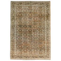 Early 20th Century Rustic Persian Handmade Accent Carpet in Shades of Brown