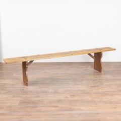 Early 20th Century Rustic Pine Plank Narrow Bench