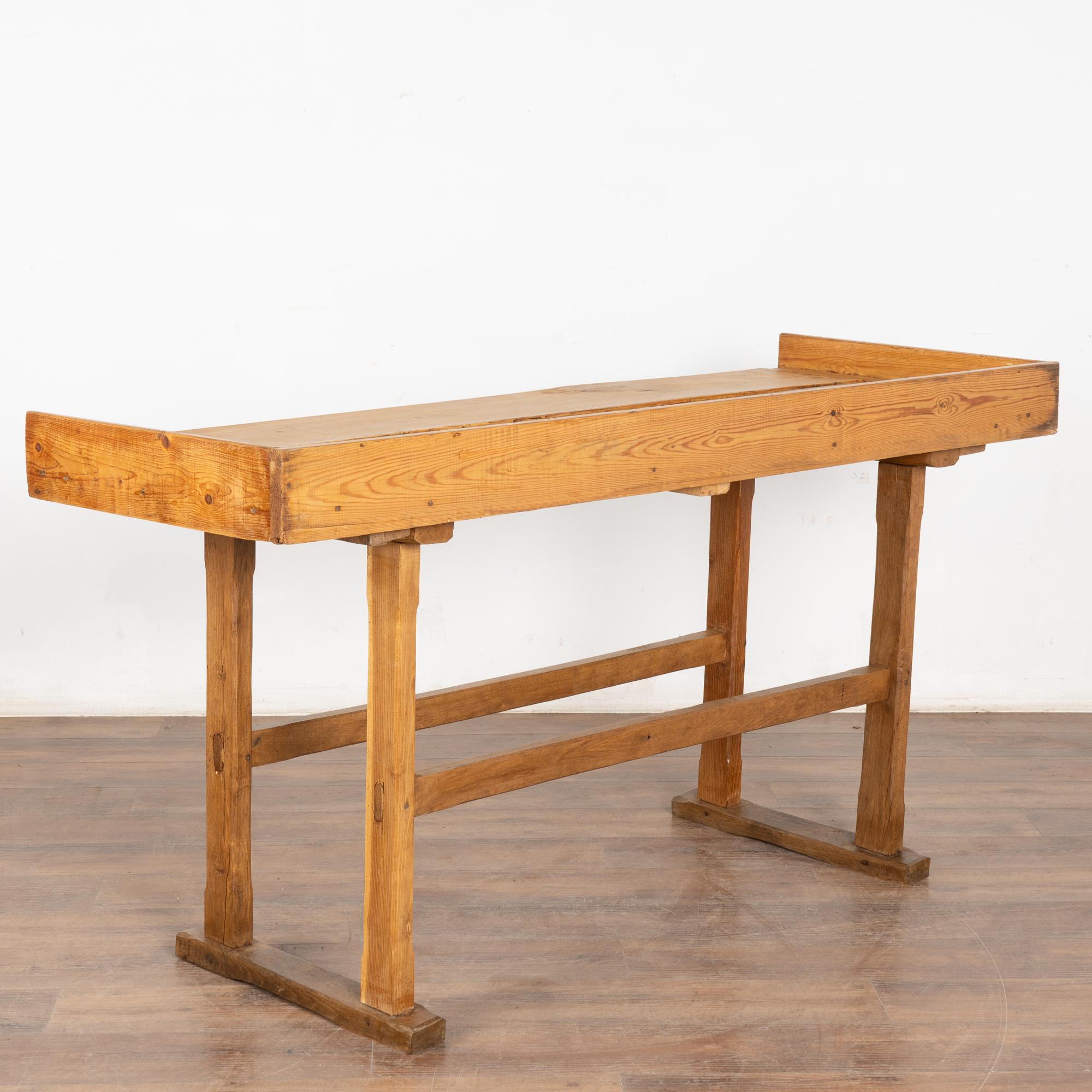 Early 20th Century Rustic Pine Work Table Console from Hungary For Sale 7