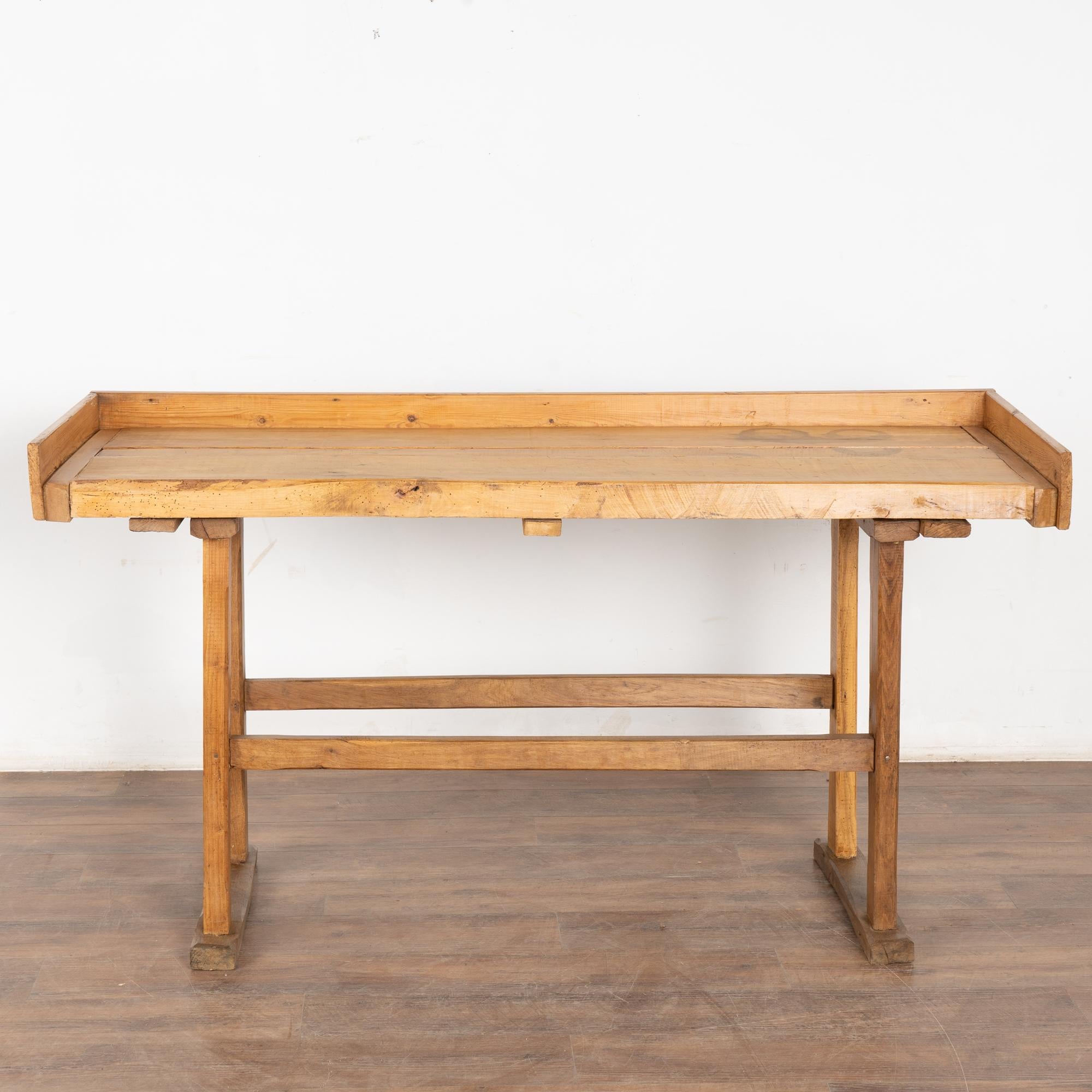 Hungarian Early 20th Century Rustic Pine Work Table Console from Hungary For Sale