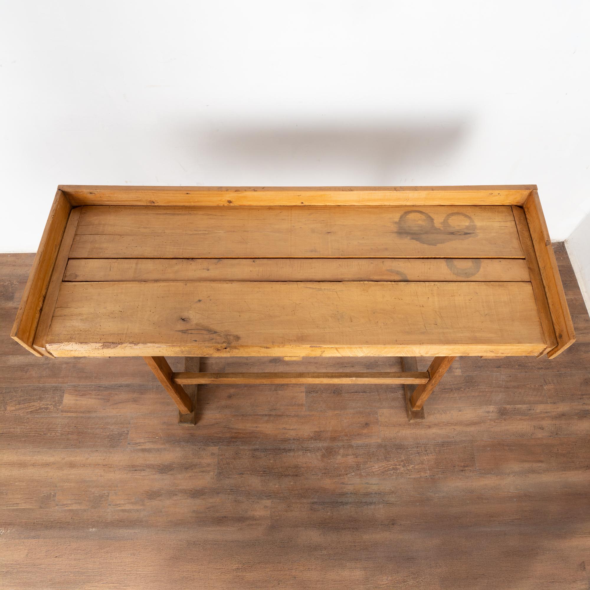 Early 20th Century Rustic Pine Work Table Console from Hungary In Good Condition For Sale In Round Top, TX