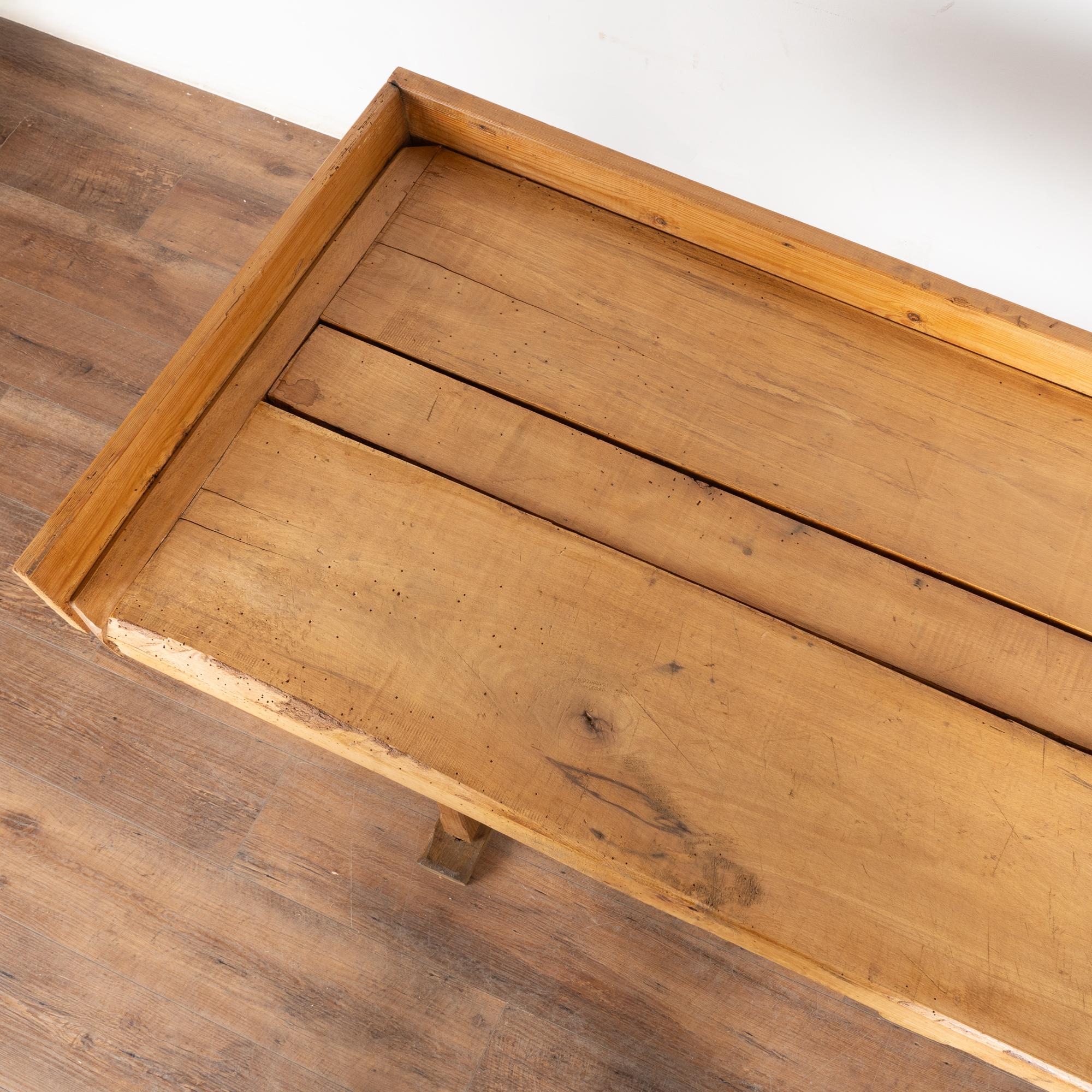 Early 20th Century Rustic Pine Work Table Console from Hungary For Sale 1