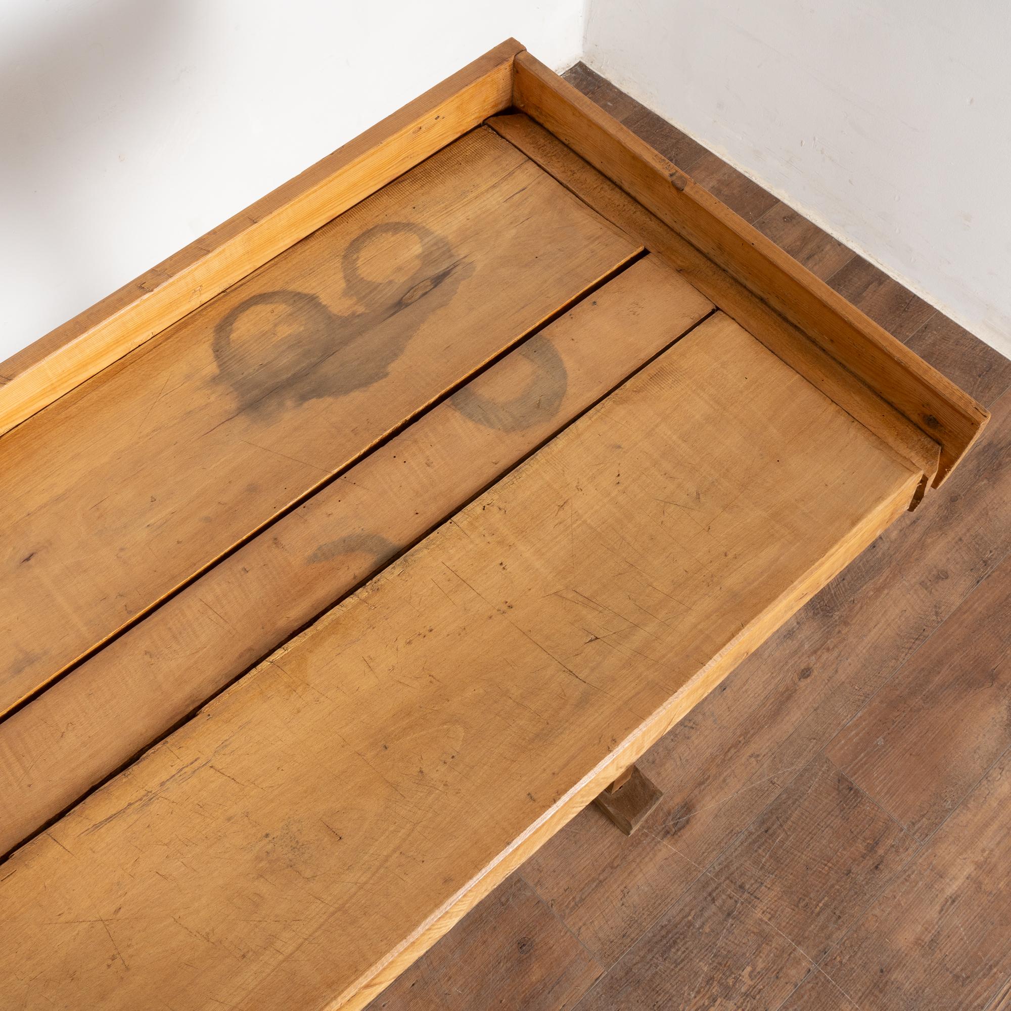 Early 20th Century Rustic Pine Work Table Console from Hungary For Sale 2