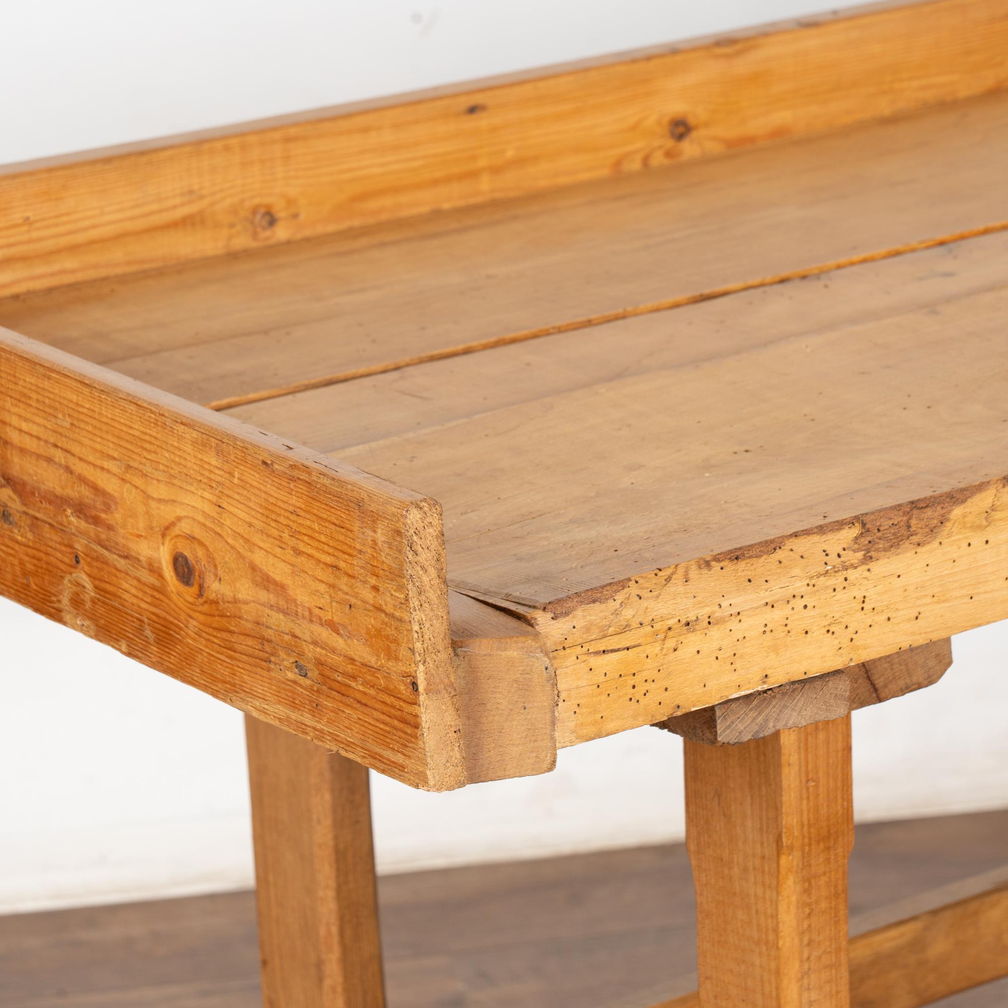 Early 20th Century Rustic Pine Work Table Console from Hungary For Sale 3