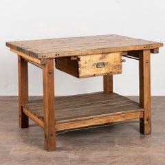 Early 20th-Century Rustic Pine Work Table or Kitchen Island