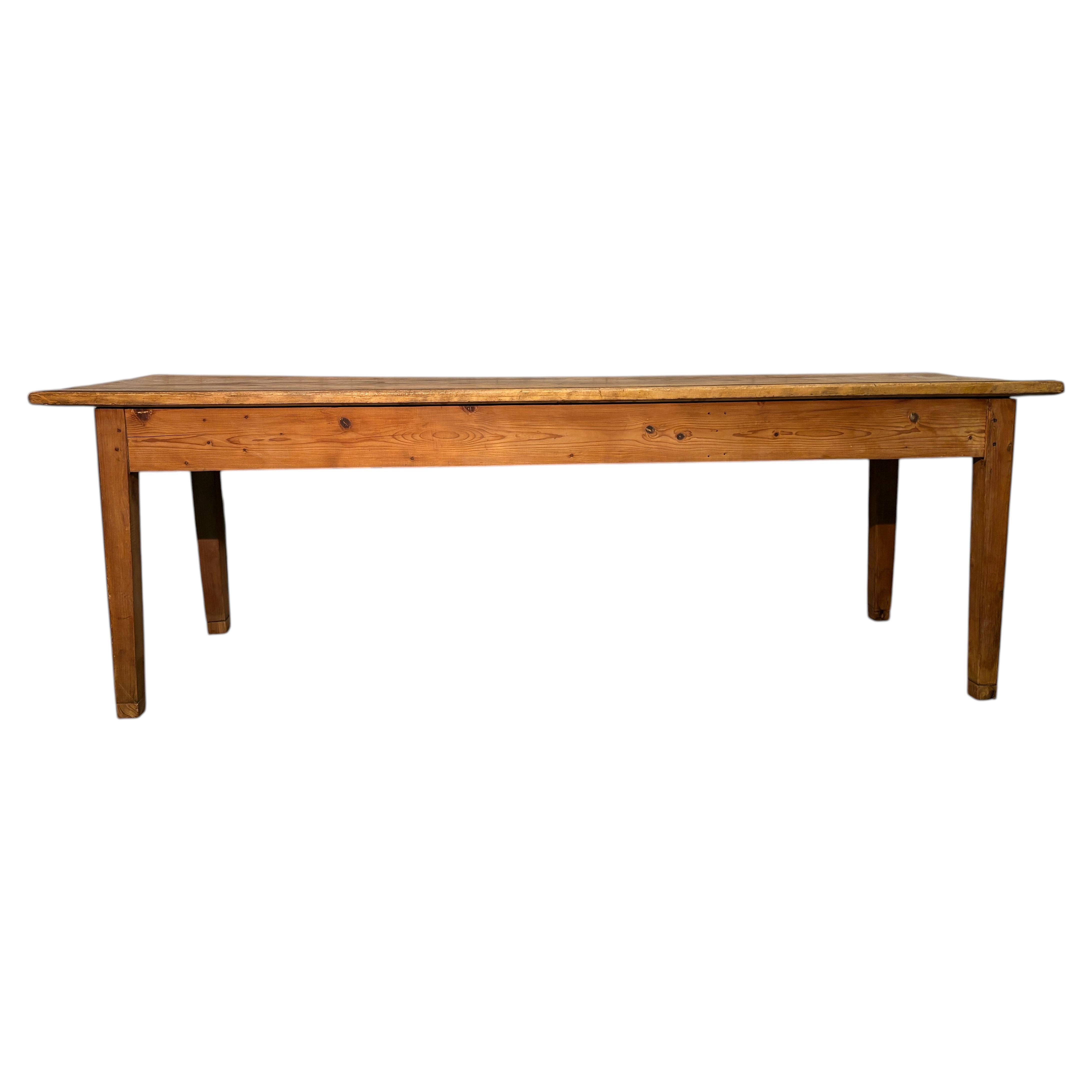 Table rustique en bois de peuplier du début du XXe siècle en vente