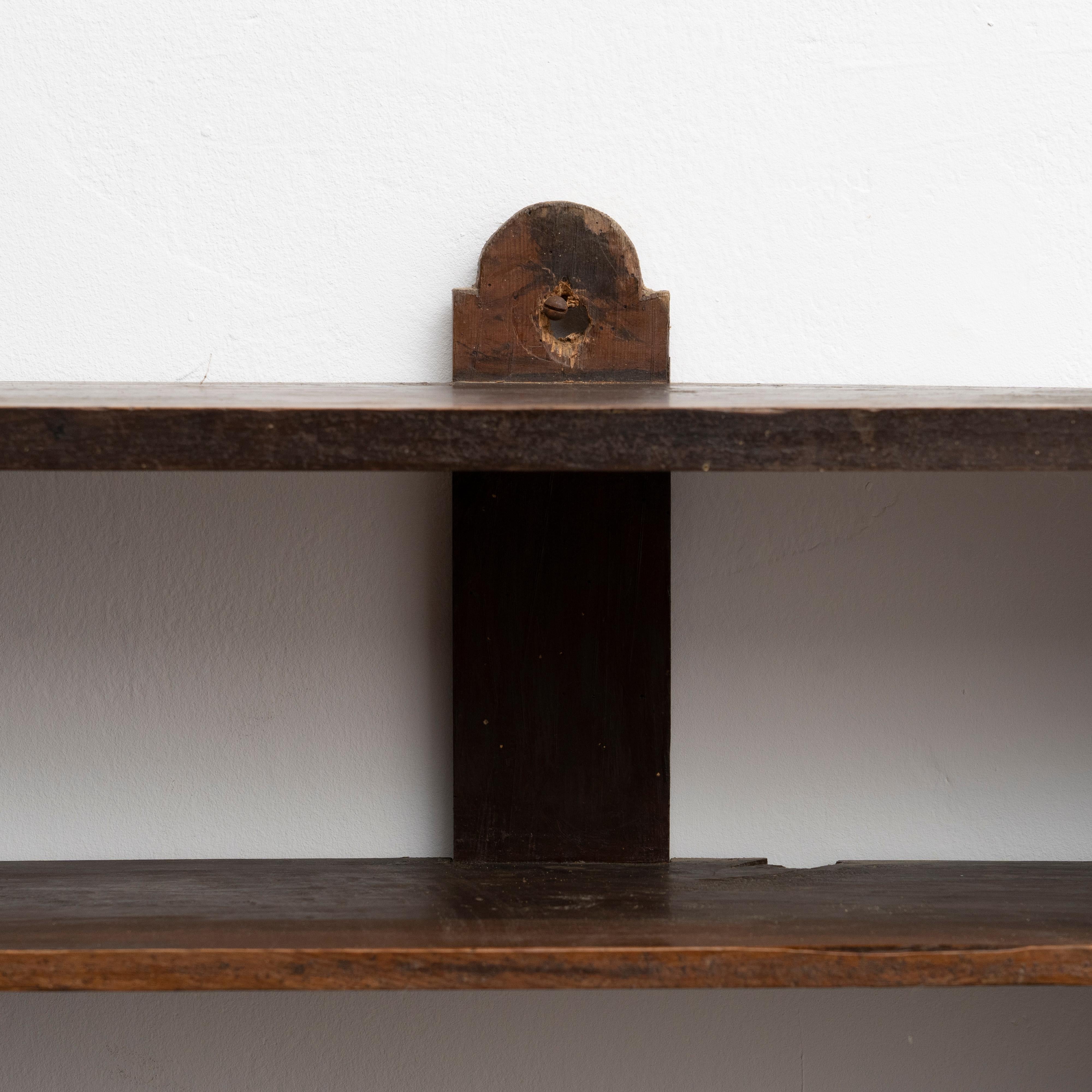 Early 20th Century Rustic Solid Wood Wall Shelve Unit For Sale 6