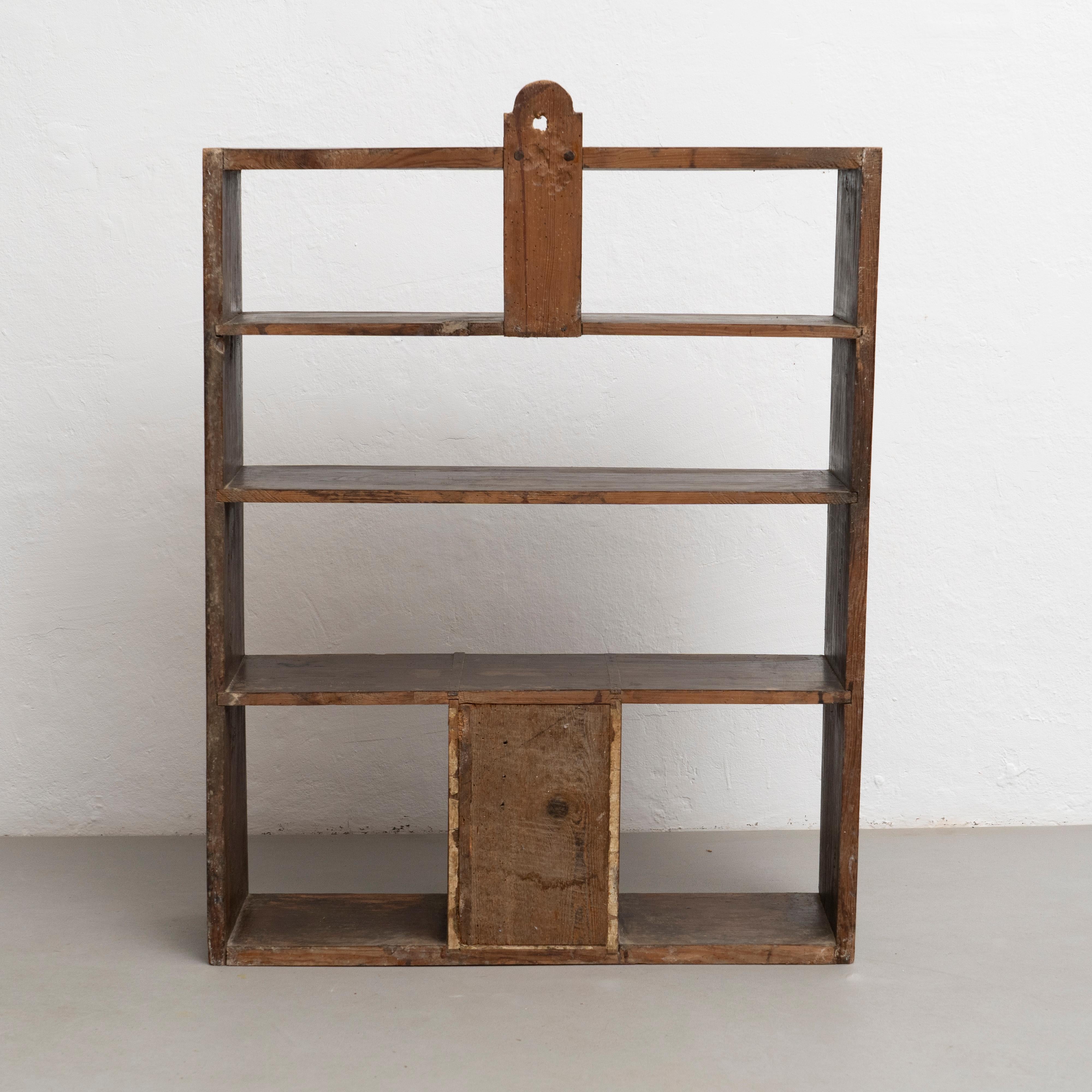 Early 20th Century Rustic Solid Wood Wall Shelve Unit For Sale 10