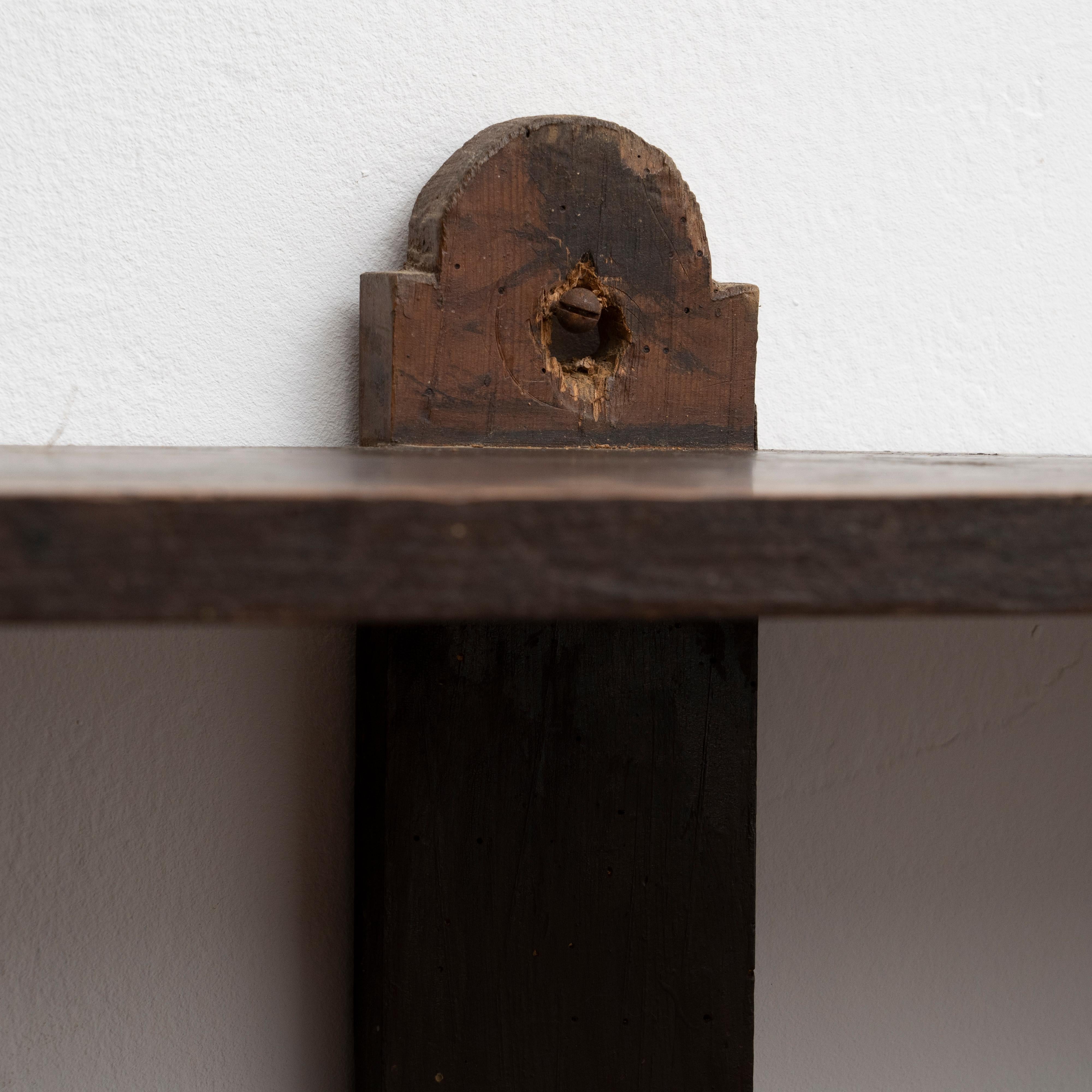 Early 20th Century Rustic Solid Wood Wall Shelve Unit For Sale 2