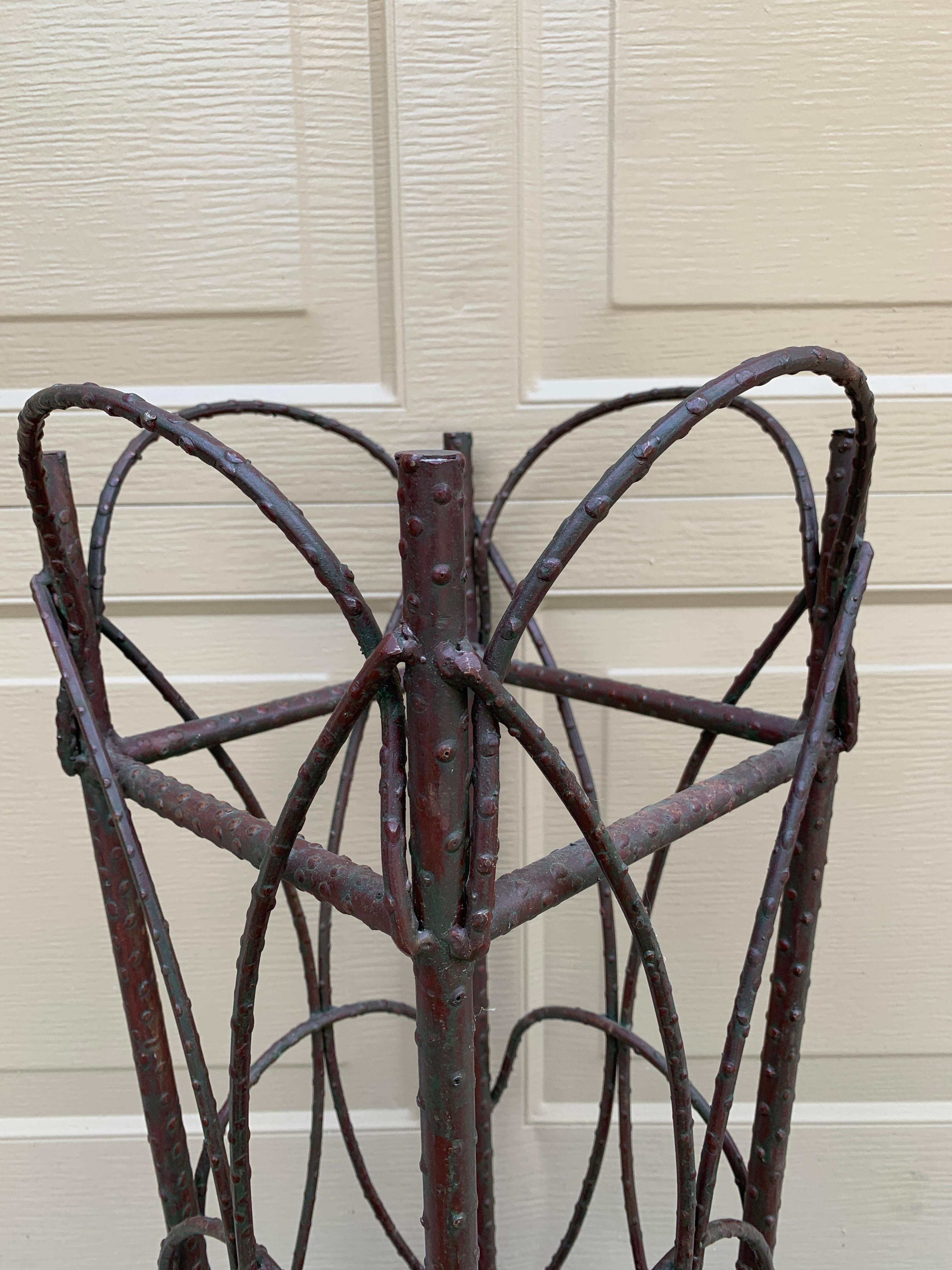 Early 20th Century Rustic Trompe L'oeil Faux Twig Iron Umbrella Stand For Sale 8