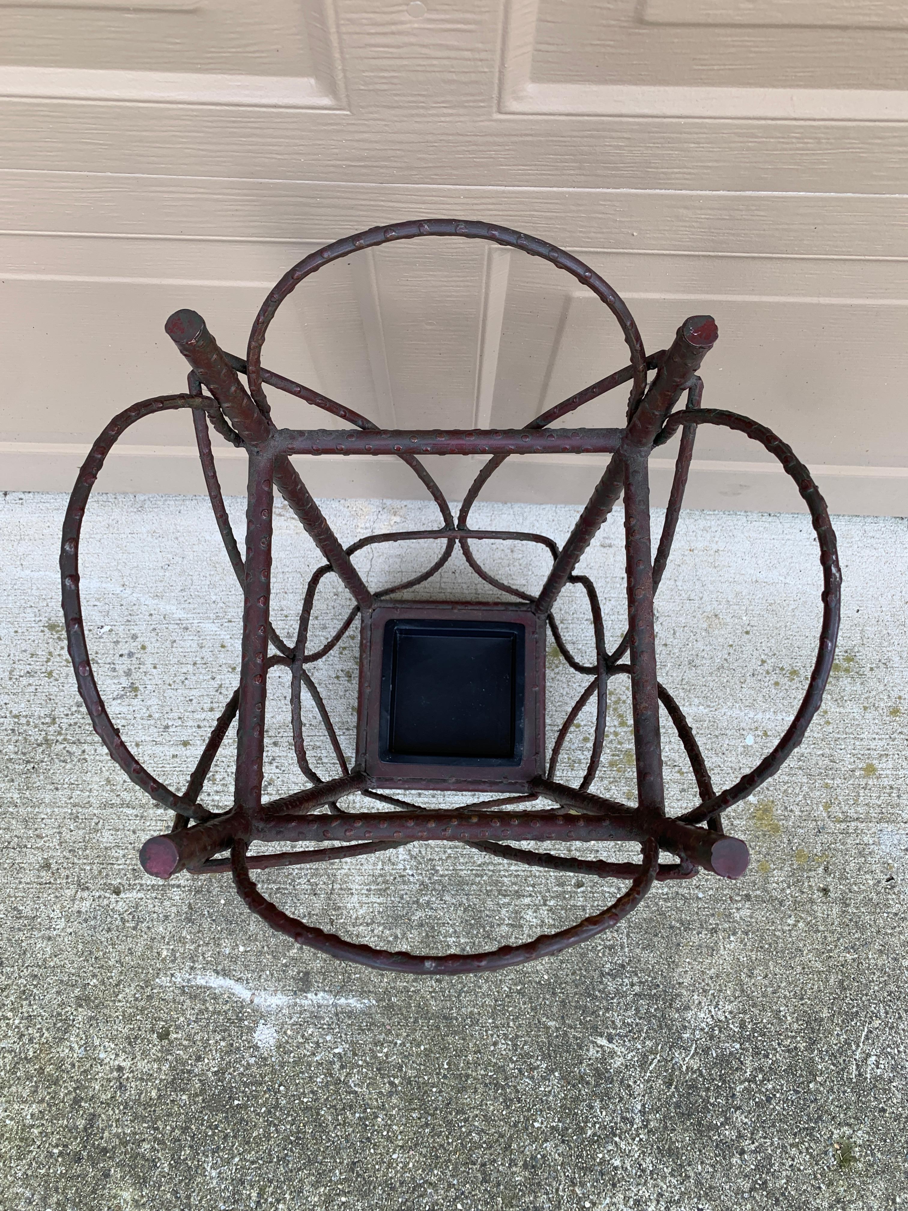Early 20th Century Rustic Trompe L'oeil Faux Twig Iron Umbrella Stand For Sale 3