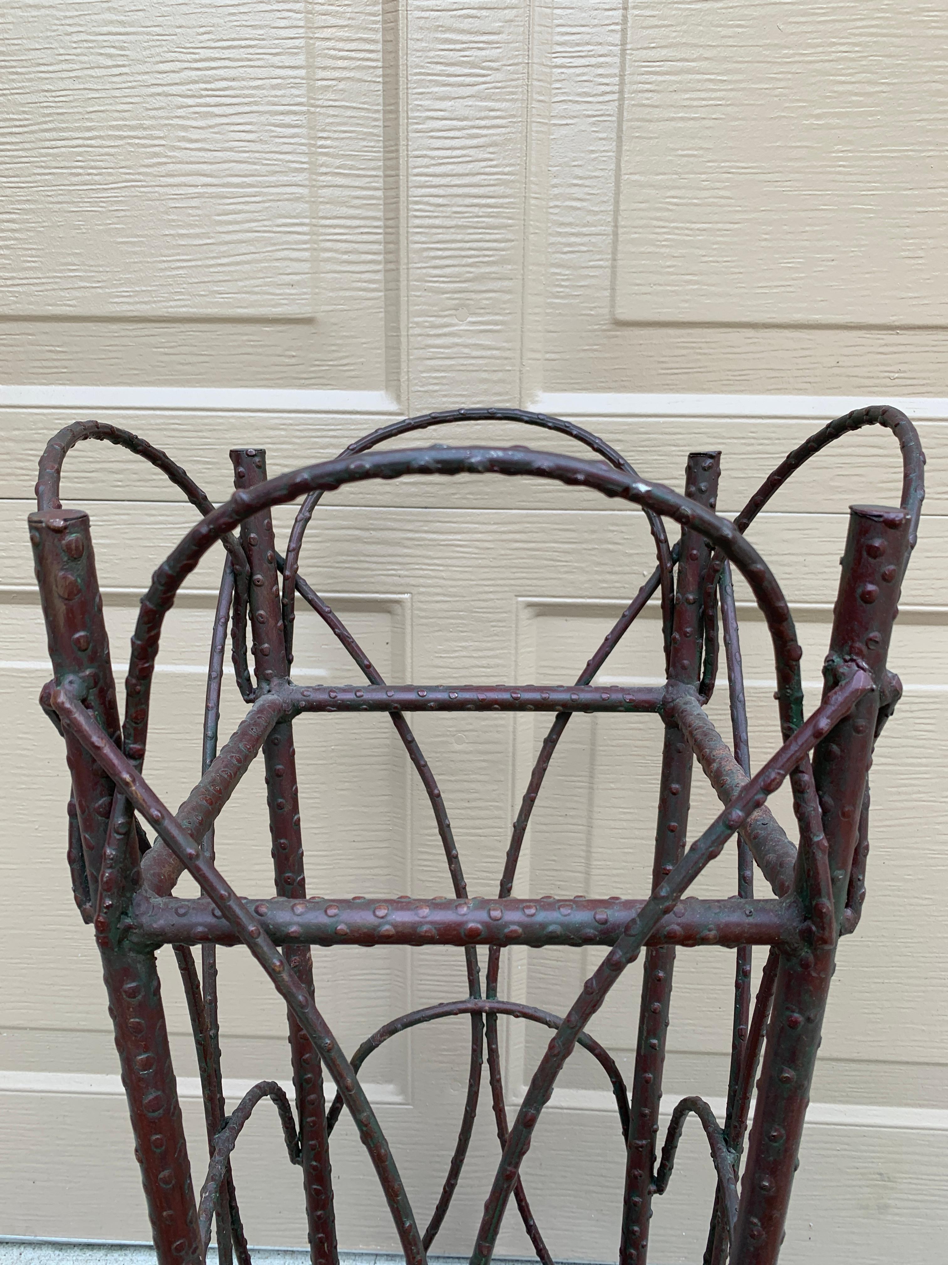 Early 20th Century Rustic Trompe L'oeil Faux Twig Iron Umbrella Stand For Sale 4