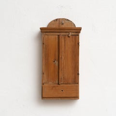 Antique Rustic Wood Small Wall Cabinet, Early 20th Century, France