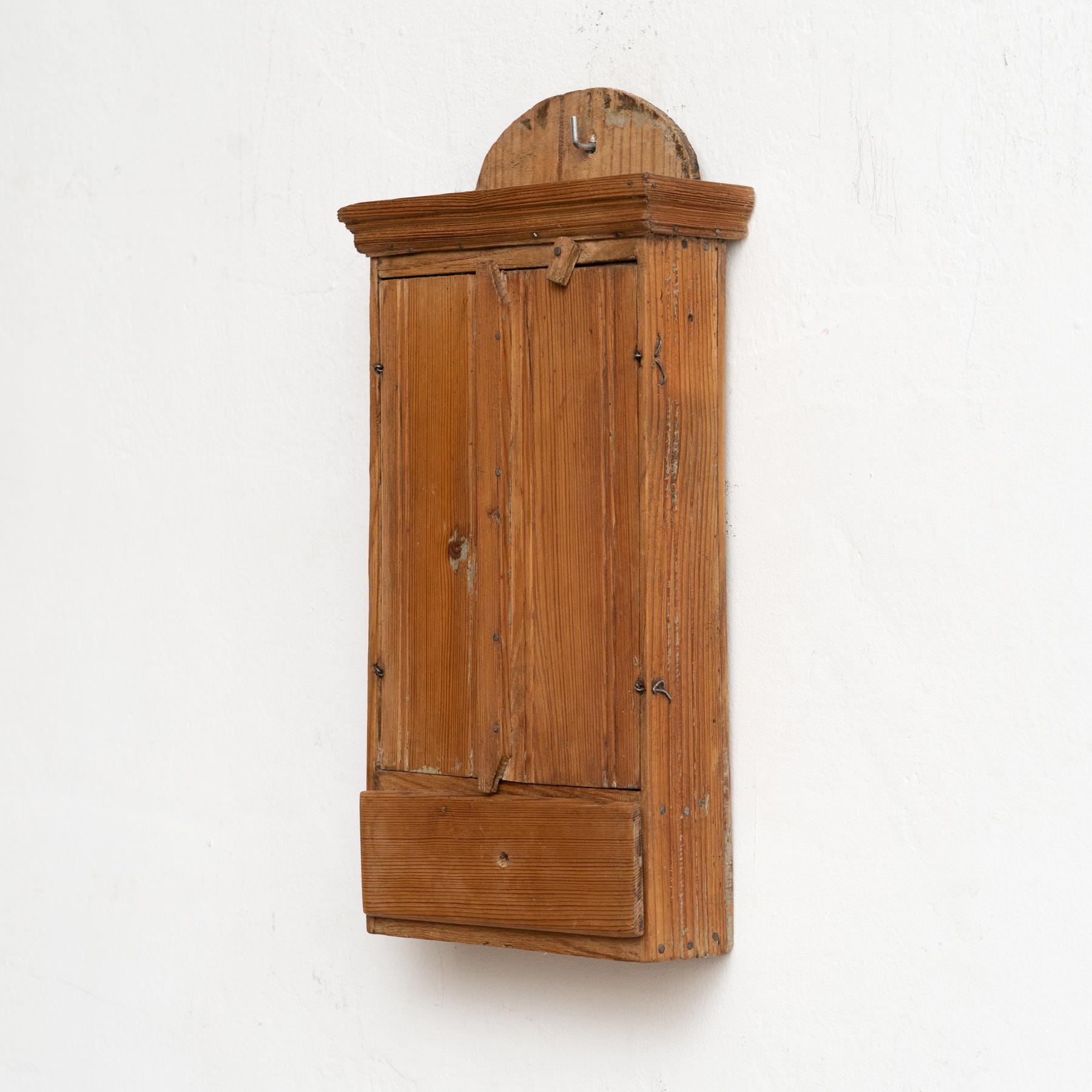 French Early 20th Century Rustic Wood Small Wall Cabinet For Sale