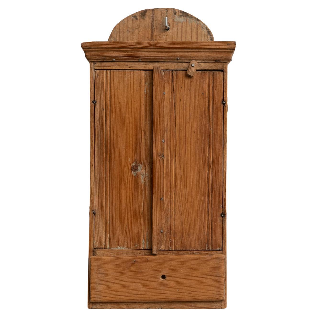 Early 20th Century Rustic Wood Small Wall Cabinet For Sale