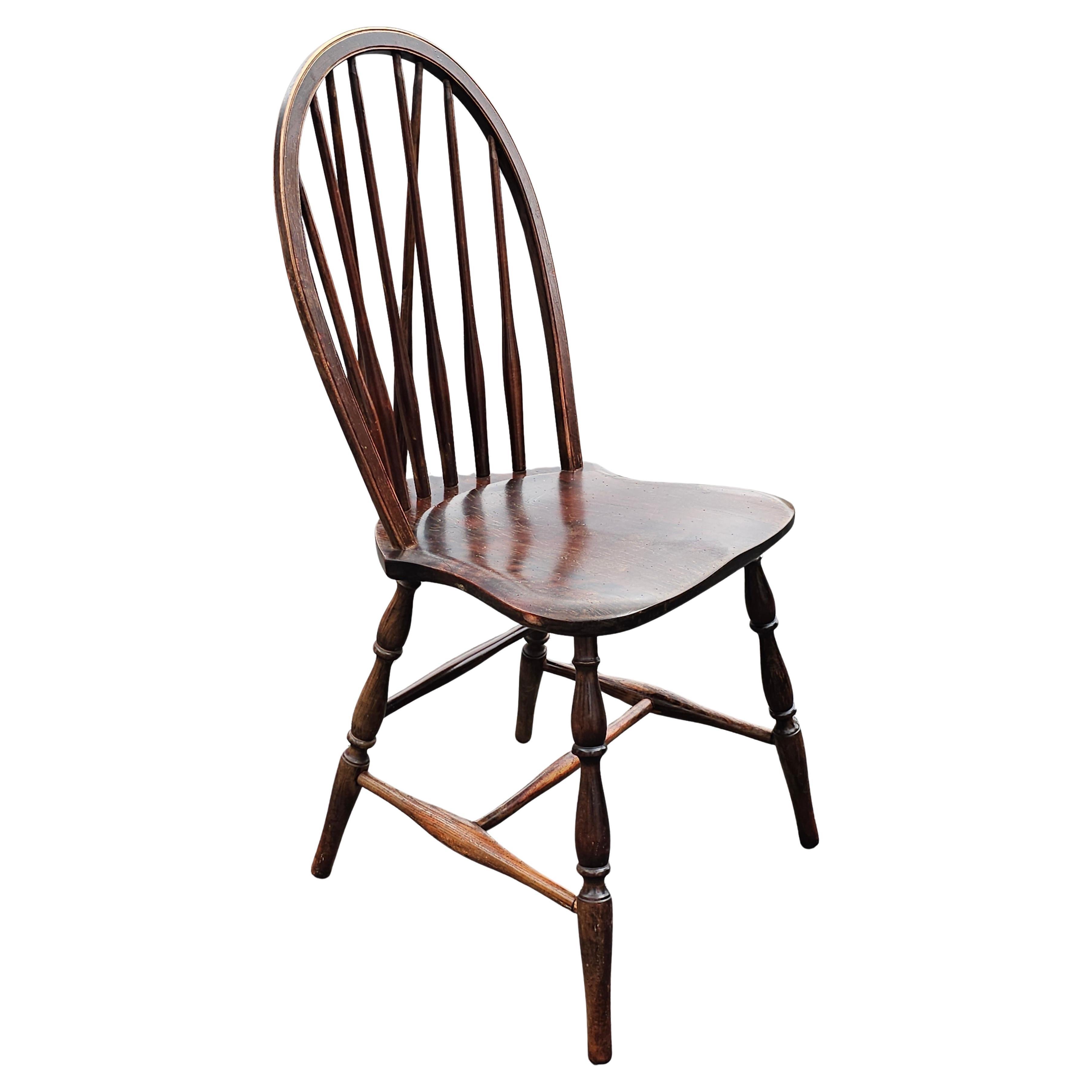 Early 20th Century S. Bent & Bros Oak Brace Back Windsor Chair