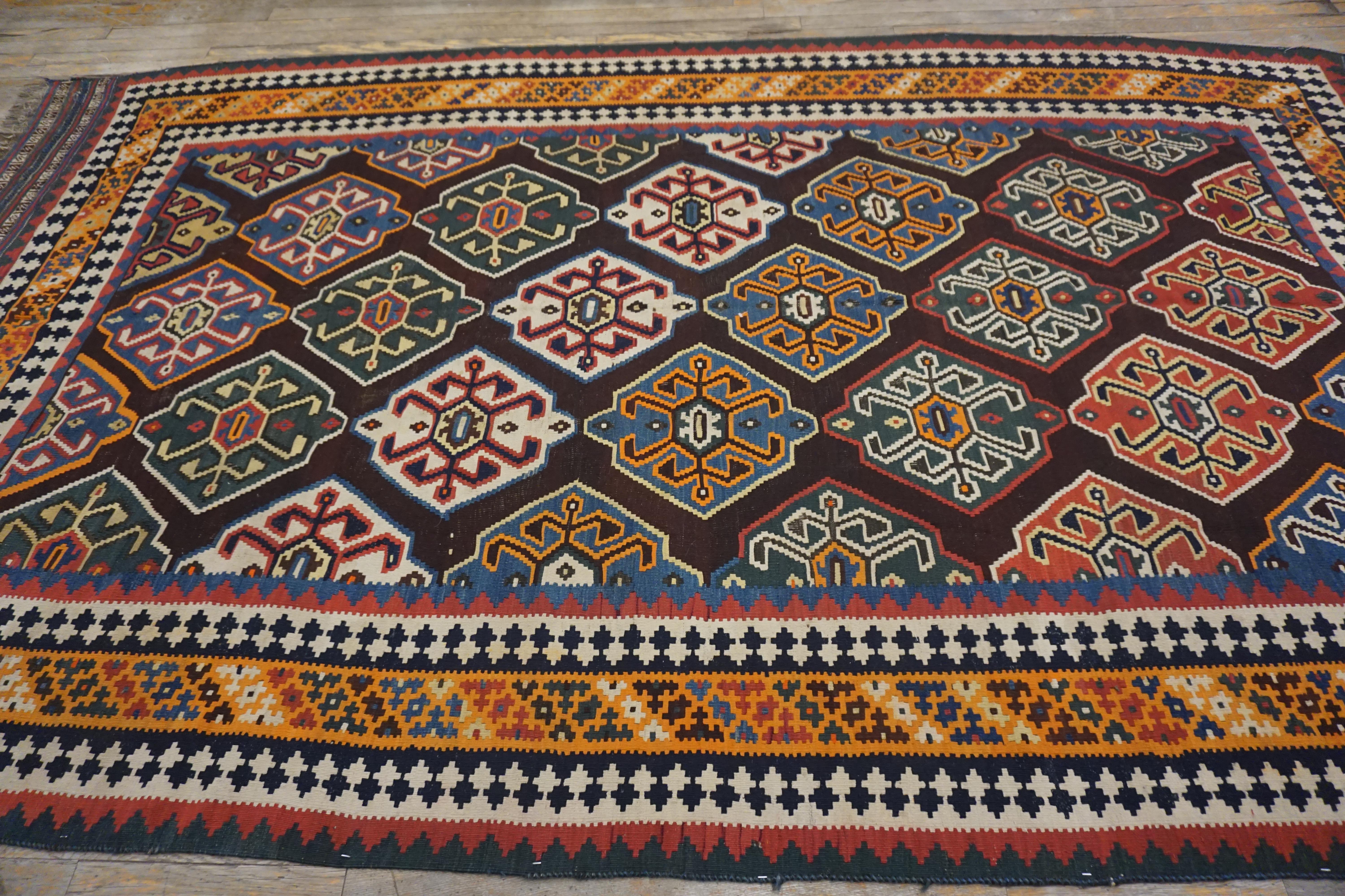 Ghashgaie persiano a trama piatta dell'inizio del XX secolo ( 6' x 10' - 183 x 205 ) In condizioni buone in vendita a New York, NY