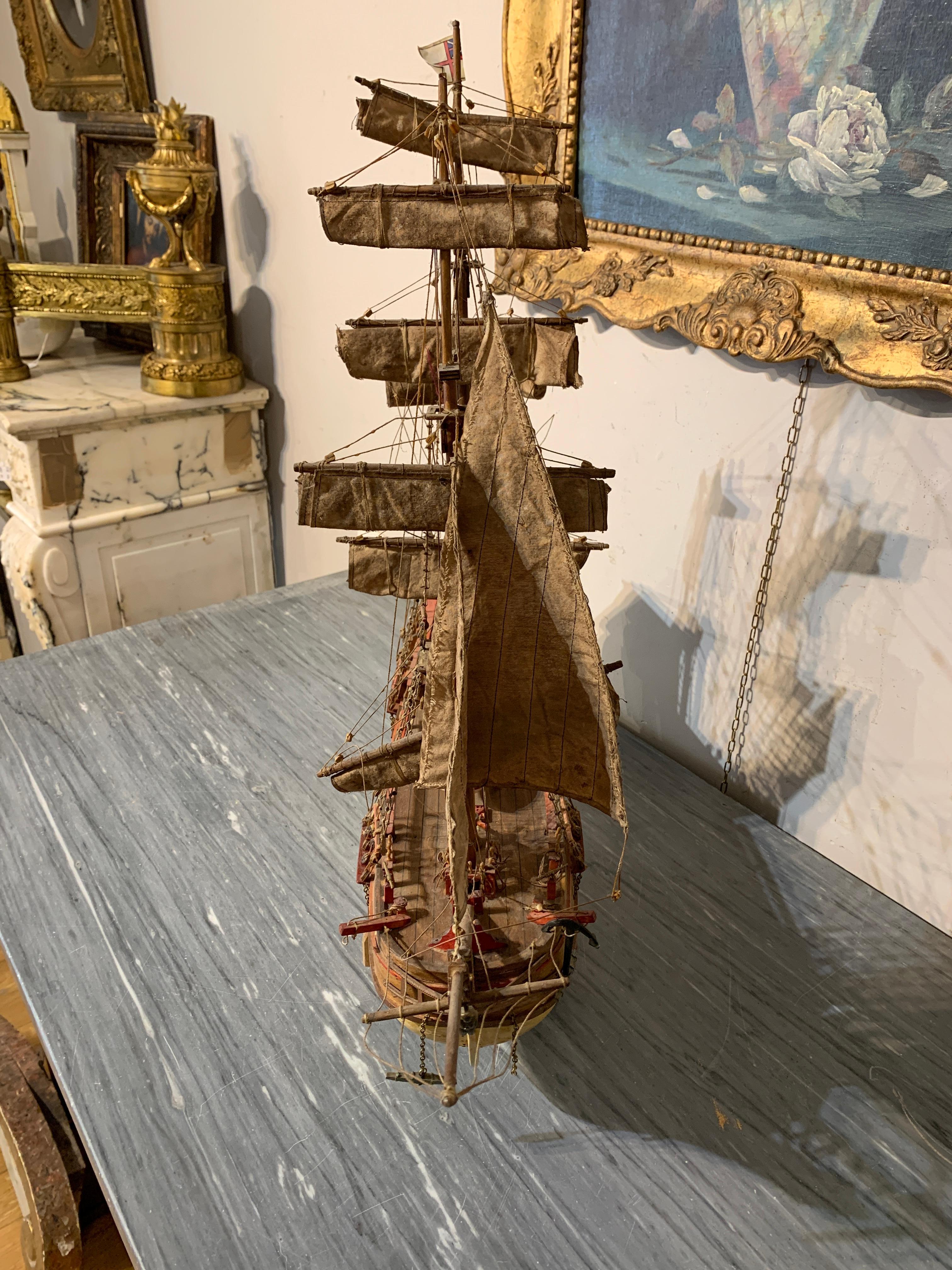 EARLY 20th CENTURY SAILING SHIP MODEL For Sale 6