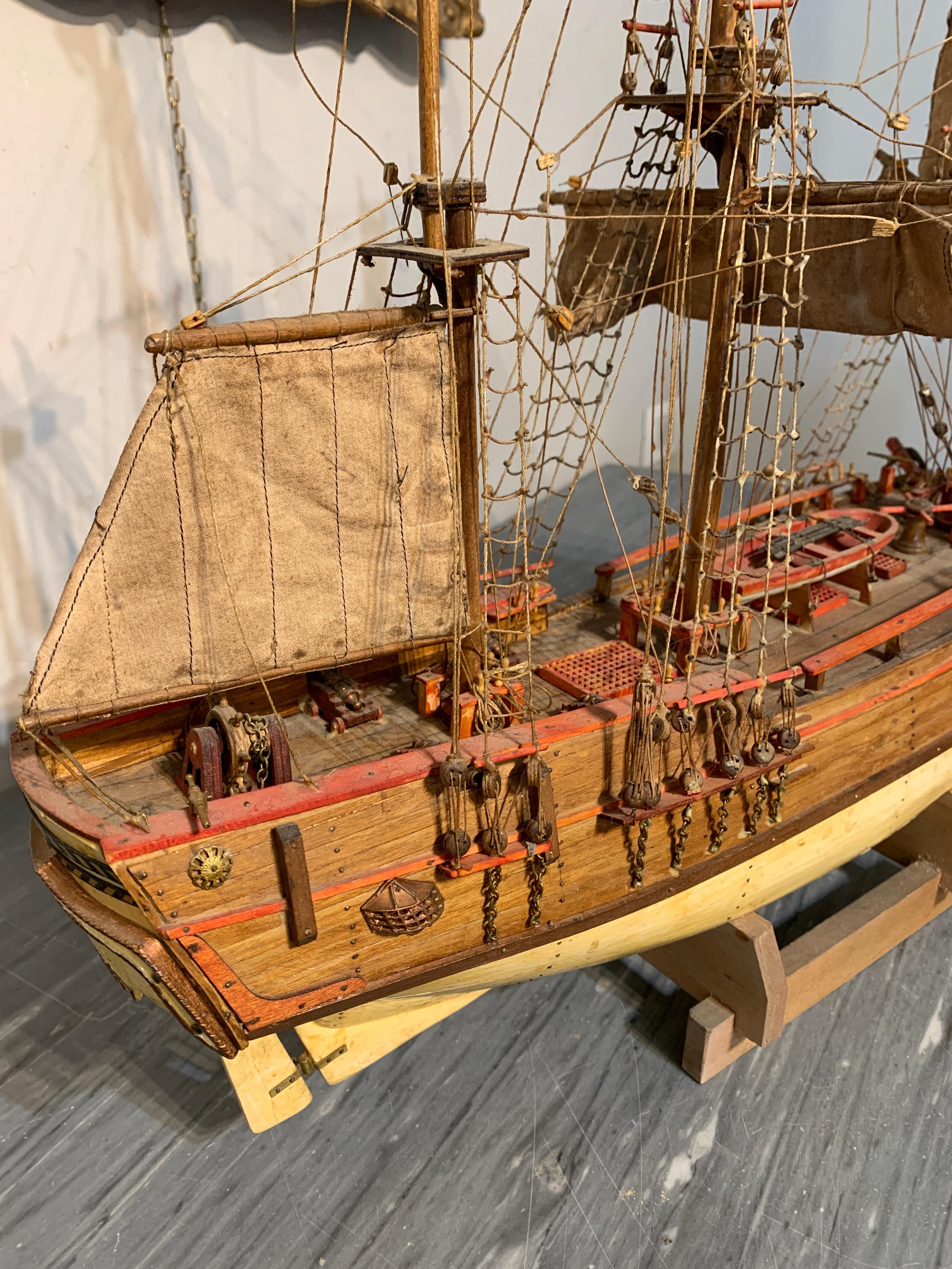 Hand-Crafted EARLY 20th CENTURY SAILING SHIP MODEL For Sale