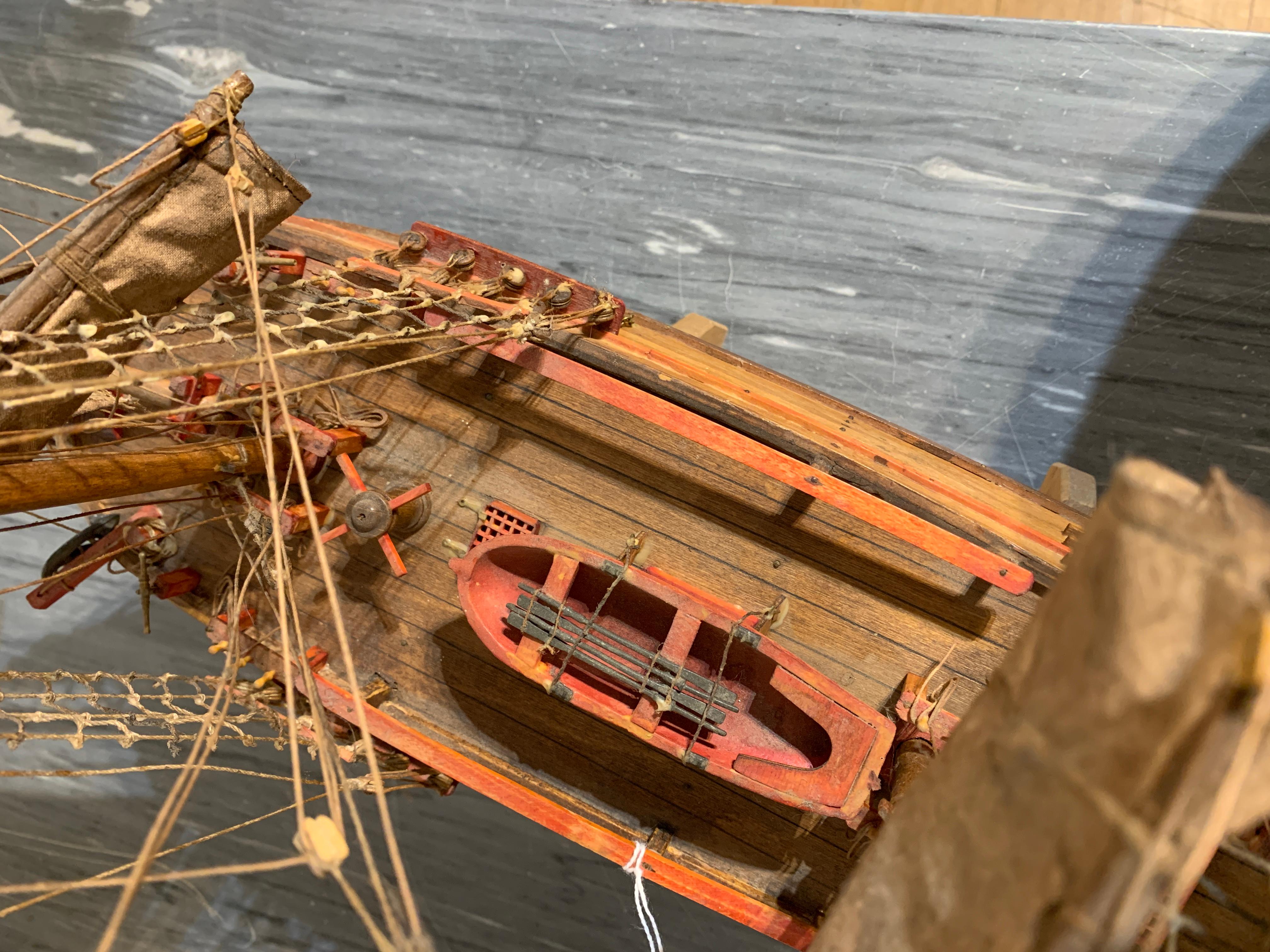 Wood EARLY 20th CENTURY SAILING SHIP MODEL For Sale