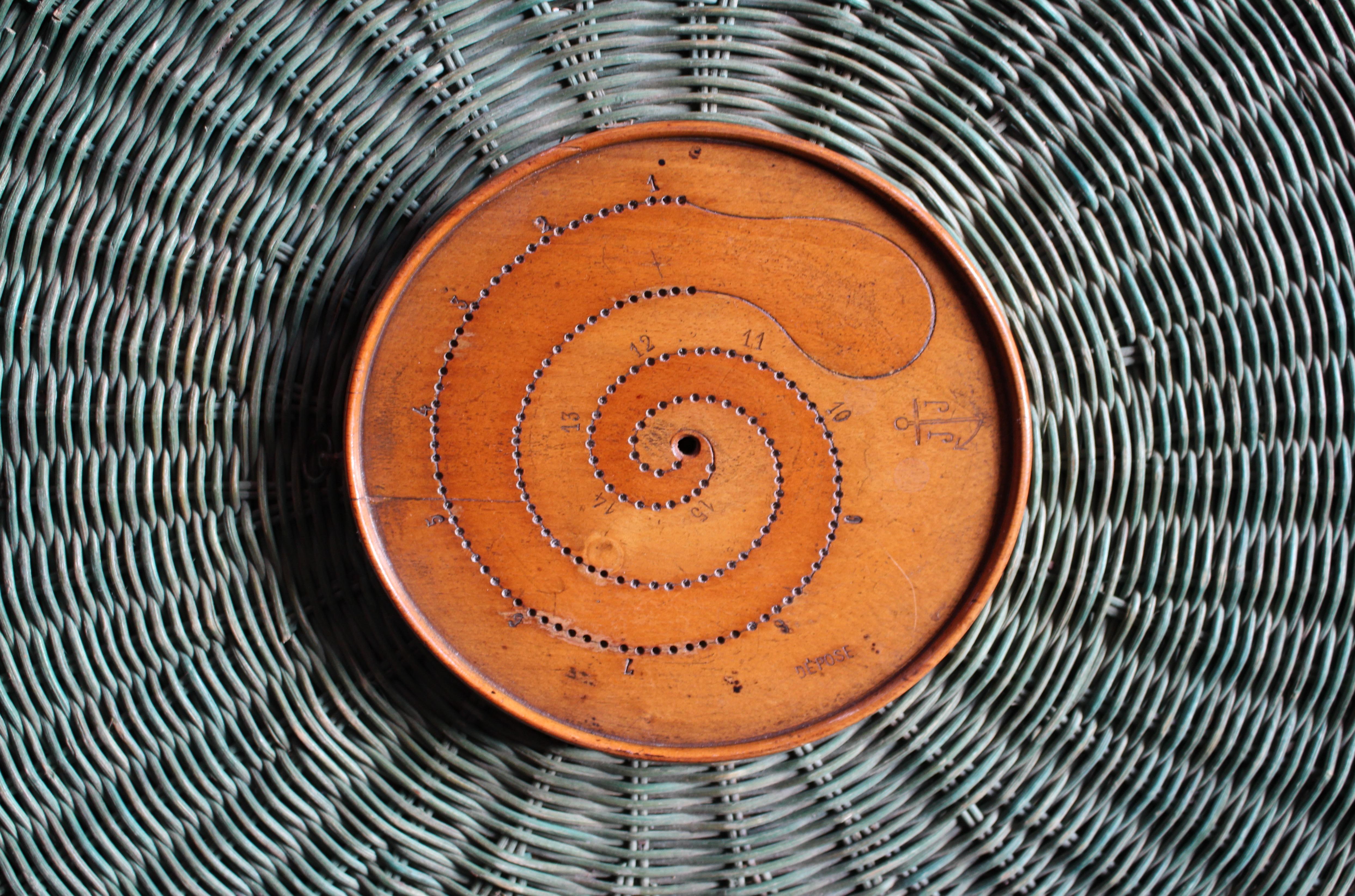 Wood Early 20th Century Sailors Graphic Cribbage Marble Snake Board Game Folk Art