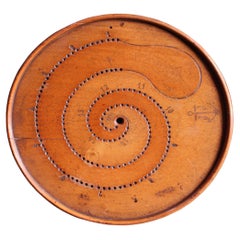 Juego de tablero de serpiente de mármol Cribbage gráfico de principios del siglo XX Arte popular