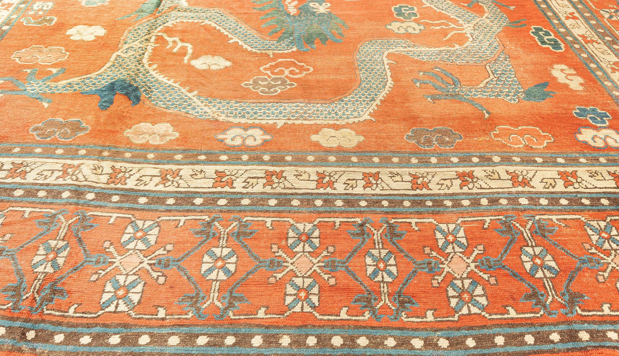 Wool Early 20th Century Samarkand Dragon Carpet For Sale