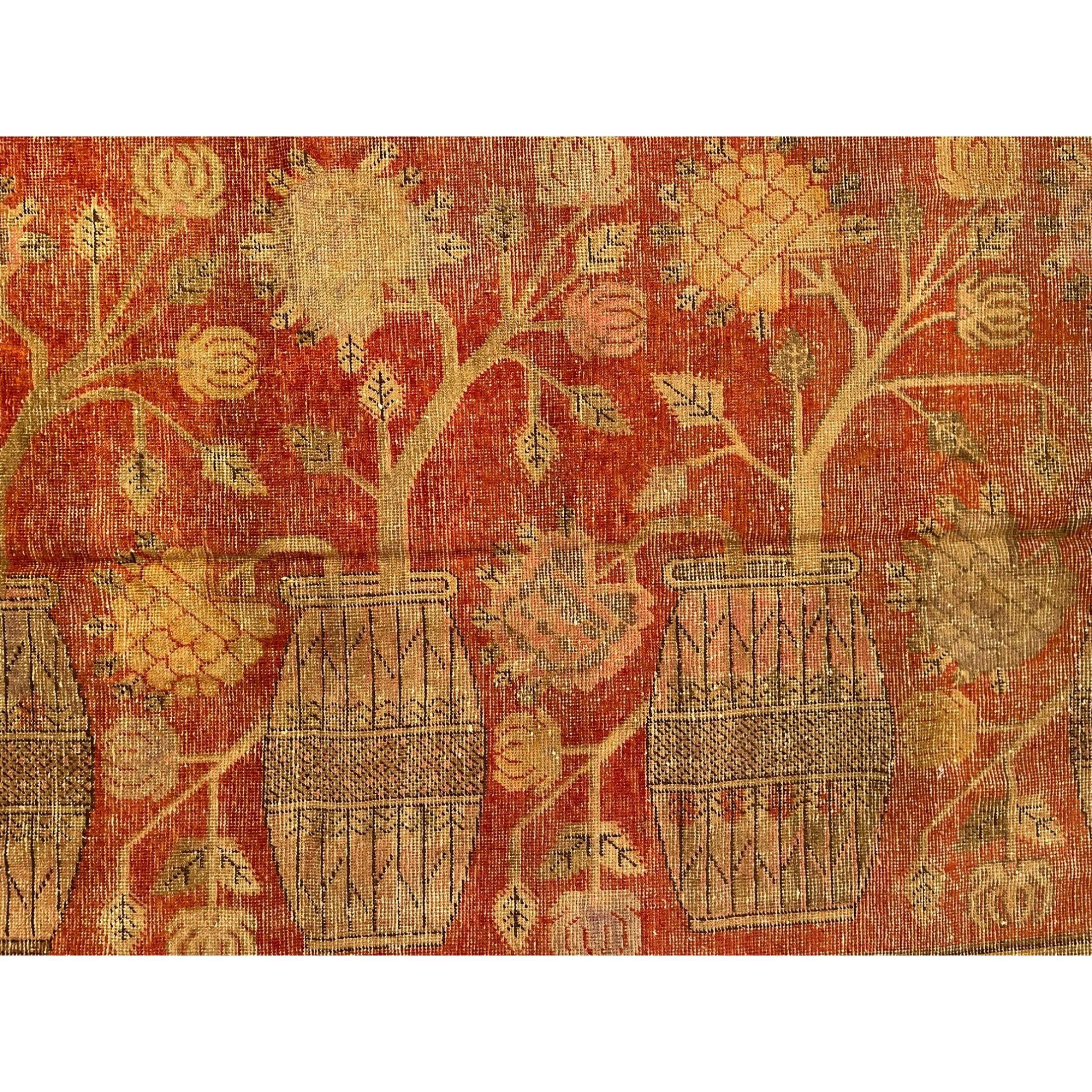 Antique Samarkand Rugs: The desert oasis of Khotan was an important stop on the Silk Road. The people of Khotan were expert carpet weavers who produced high quality antique rugs and carpets for both internal and the commercial trade. Samarkand