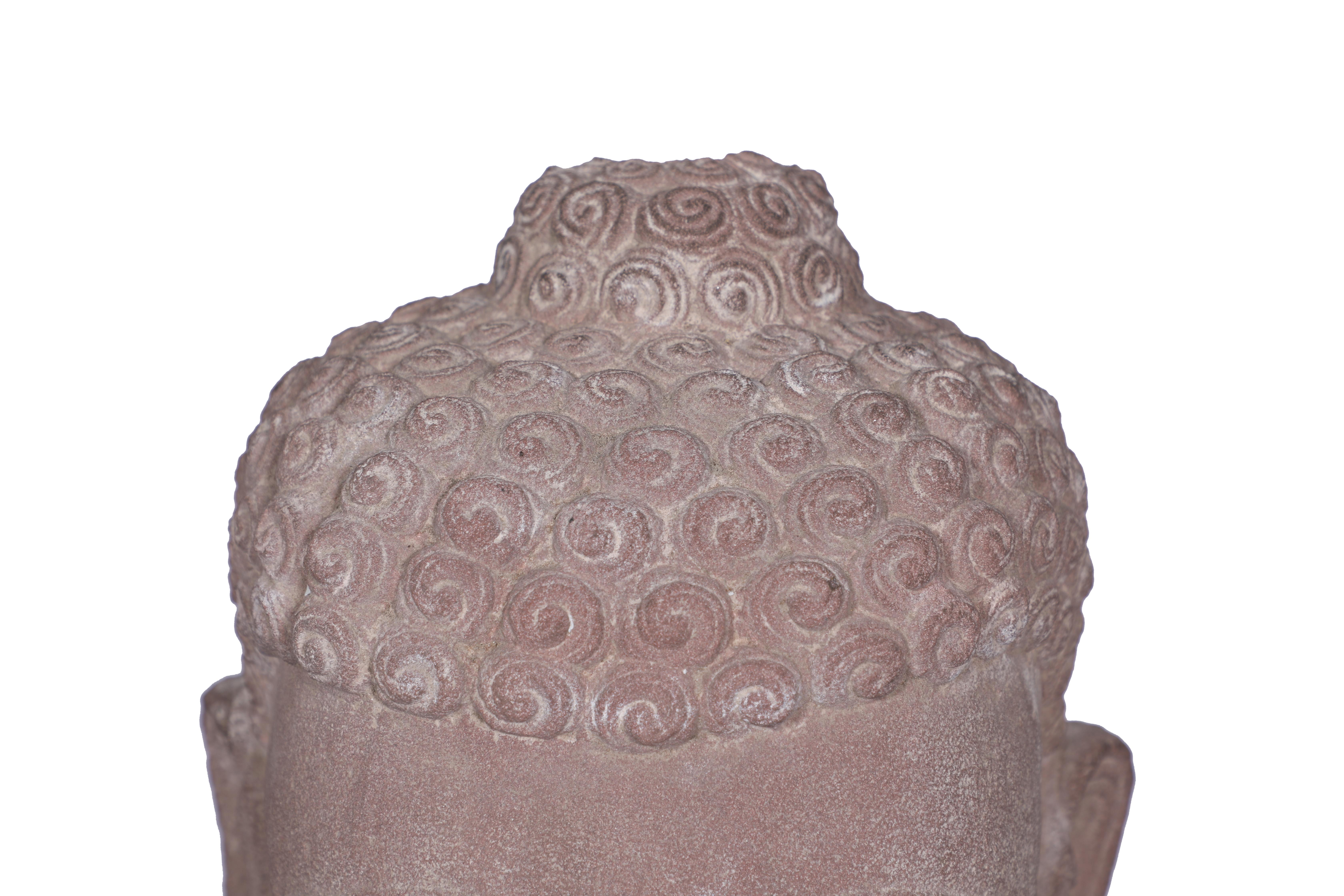 Asian Early 20th Century Sandstone Buddha Head, Northern India For Sale