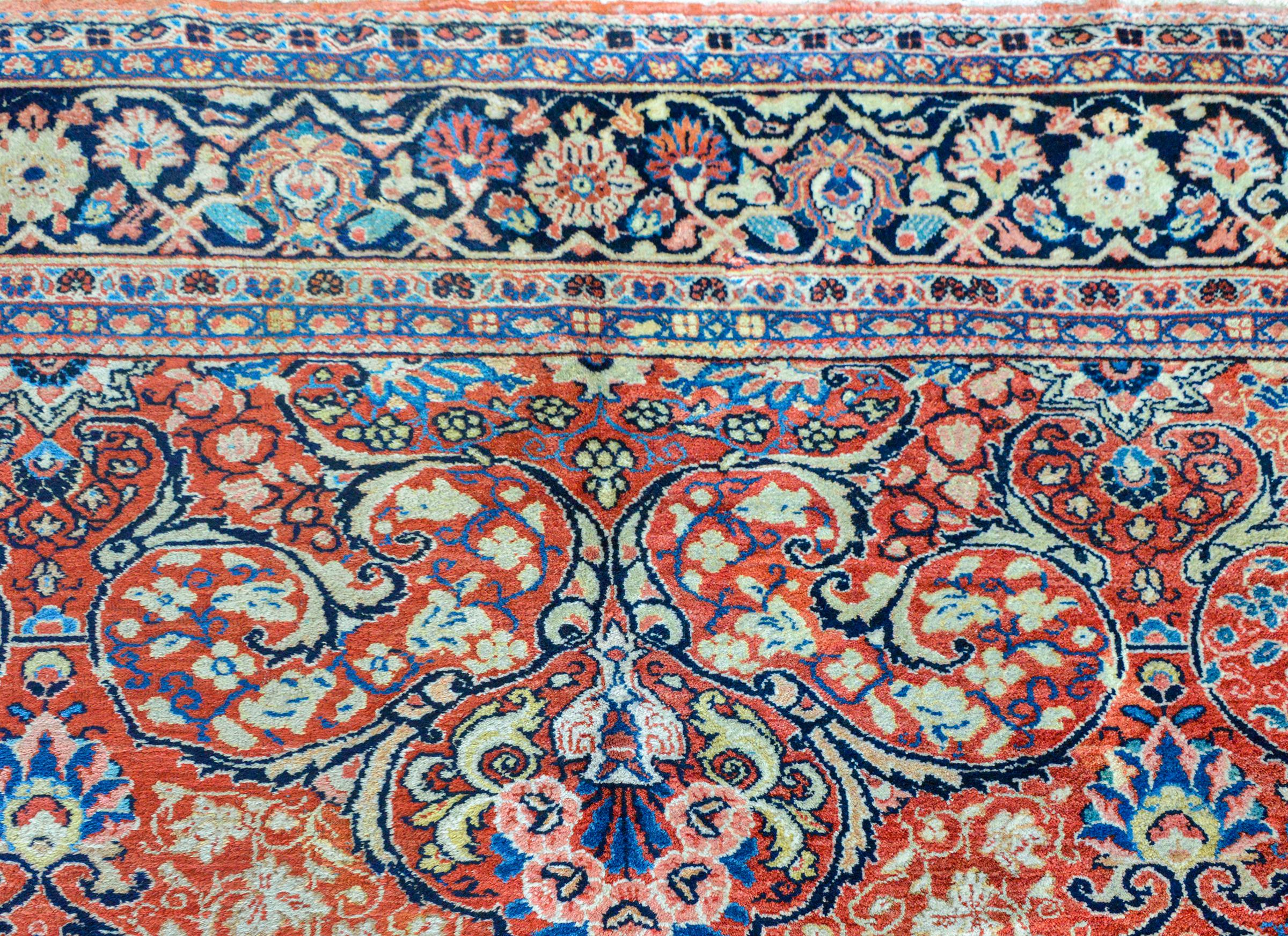 Hand-Knotted Early 20th Century Sarouk Mahal For Sale