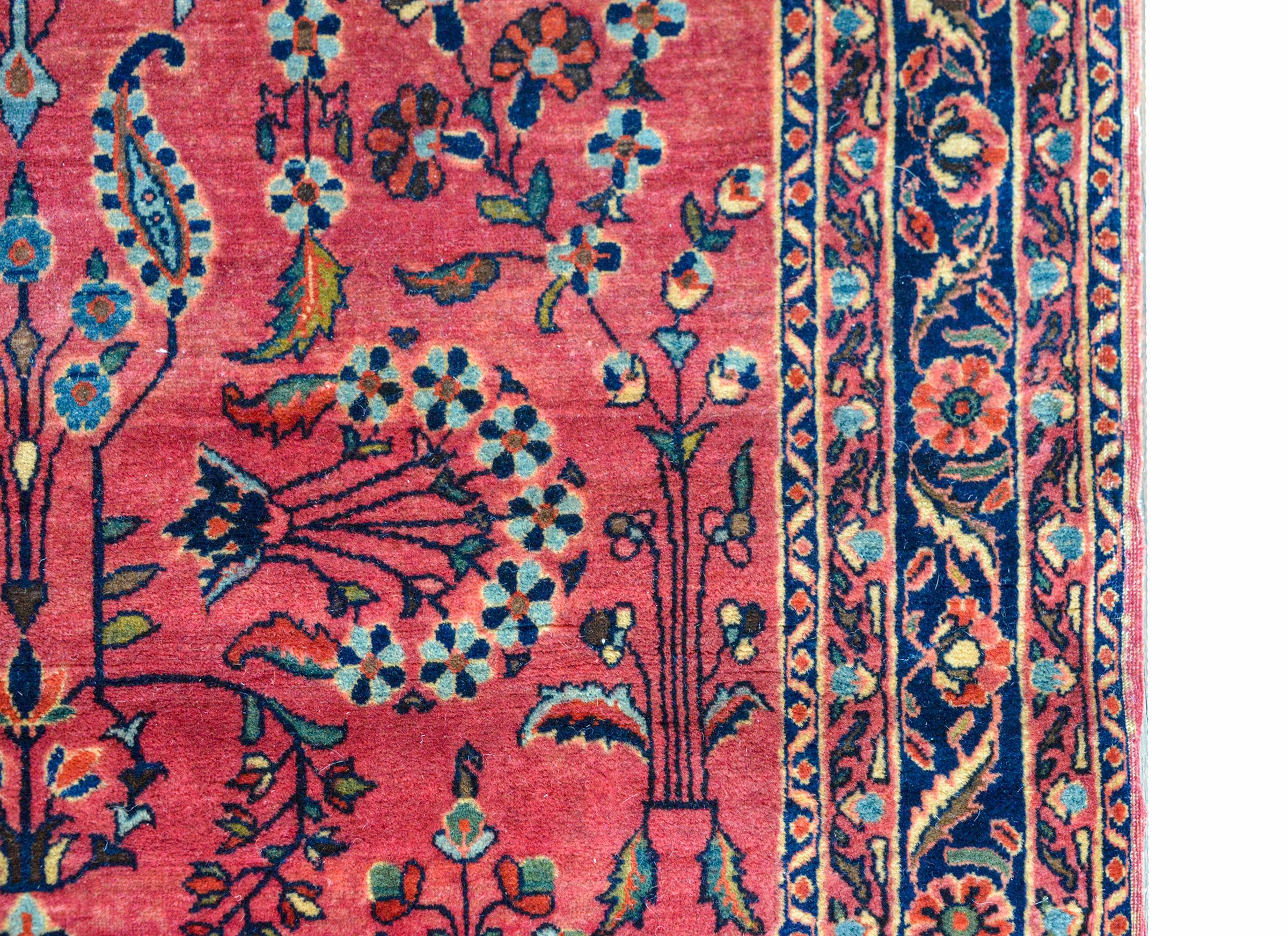 Hand-Knotted Early 20th Century Sarouk Mohajeran Rug For Sale