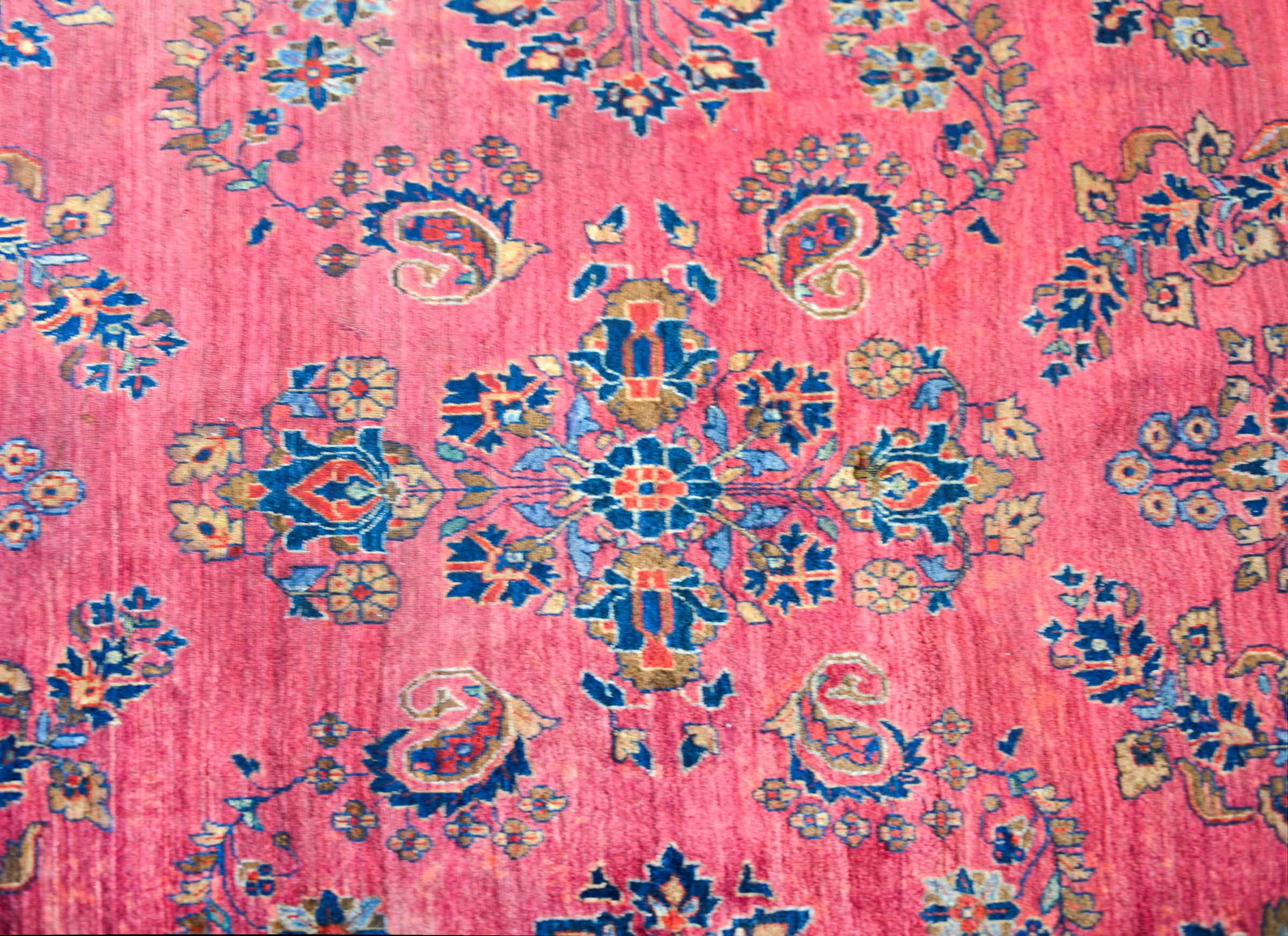 Hand-Knotted Early 20th Century Sarouk Mohajeran Rug For Sale